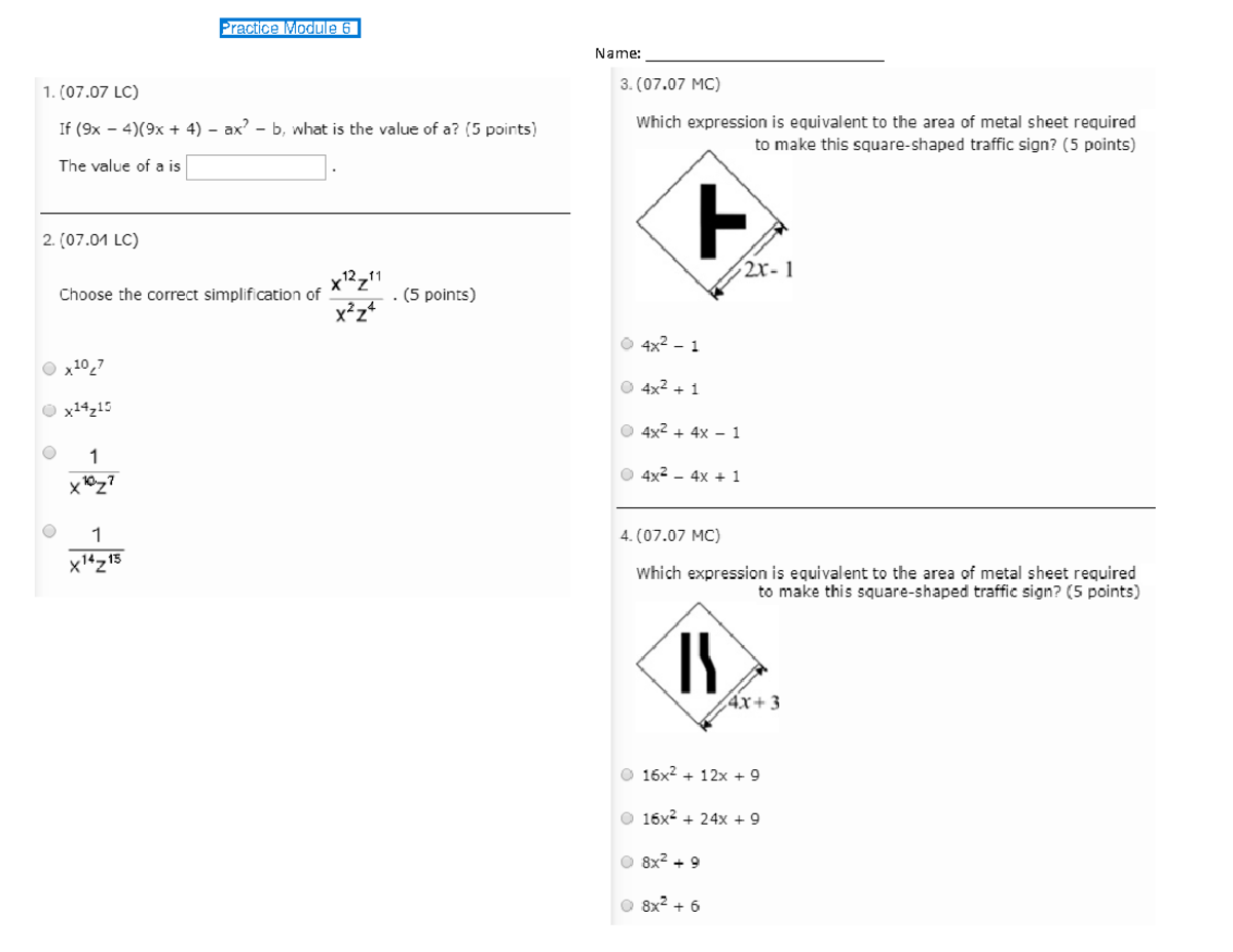 Polynomials Module 6 Practice Questions and Solutions - Studocu