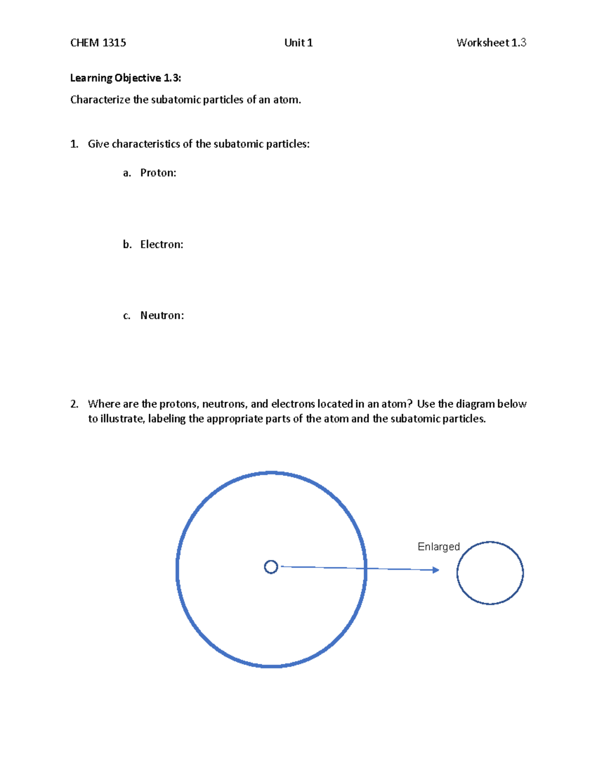 Chemistry 101: Learning Objectives on Subatomic Particles Structure ...