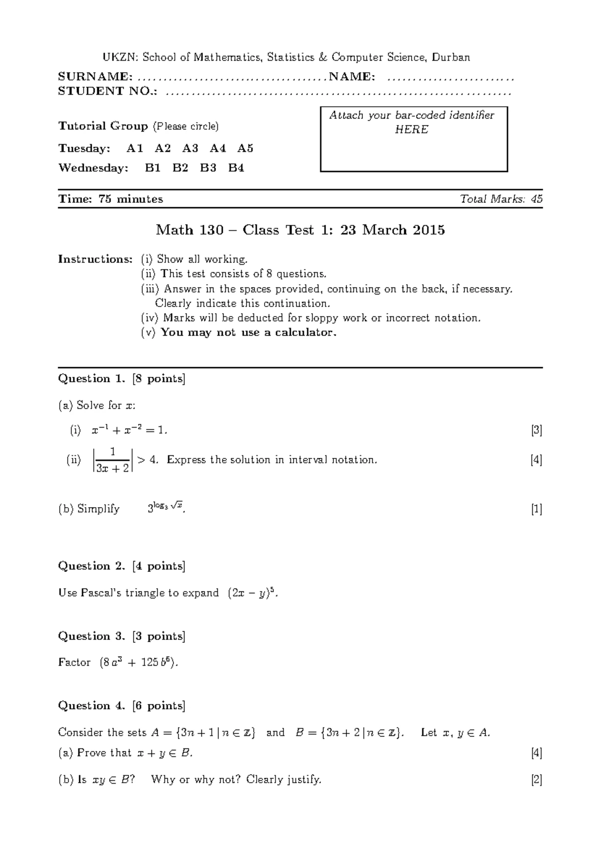 Test 3 Memo - Past Exam Paper Review - Studocu