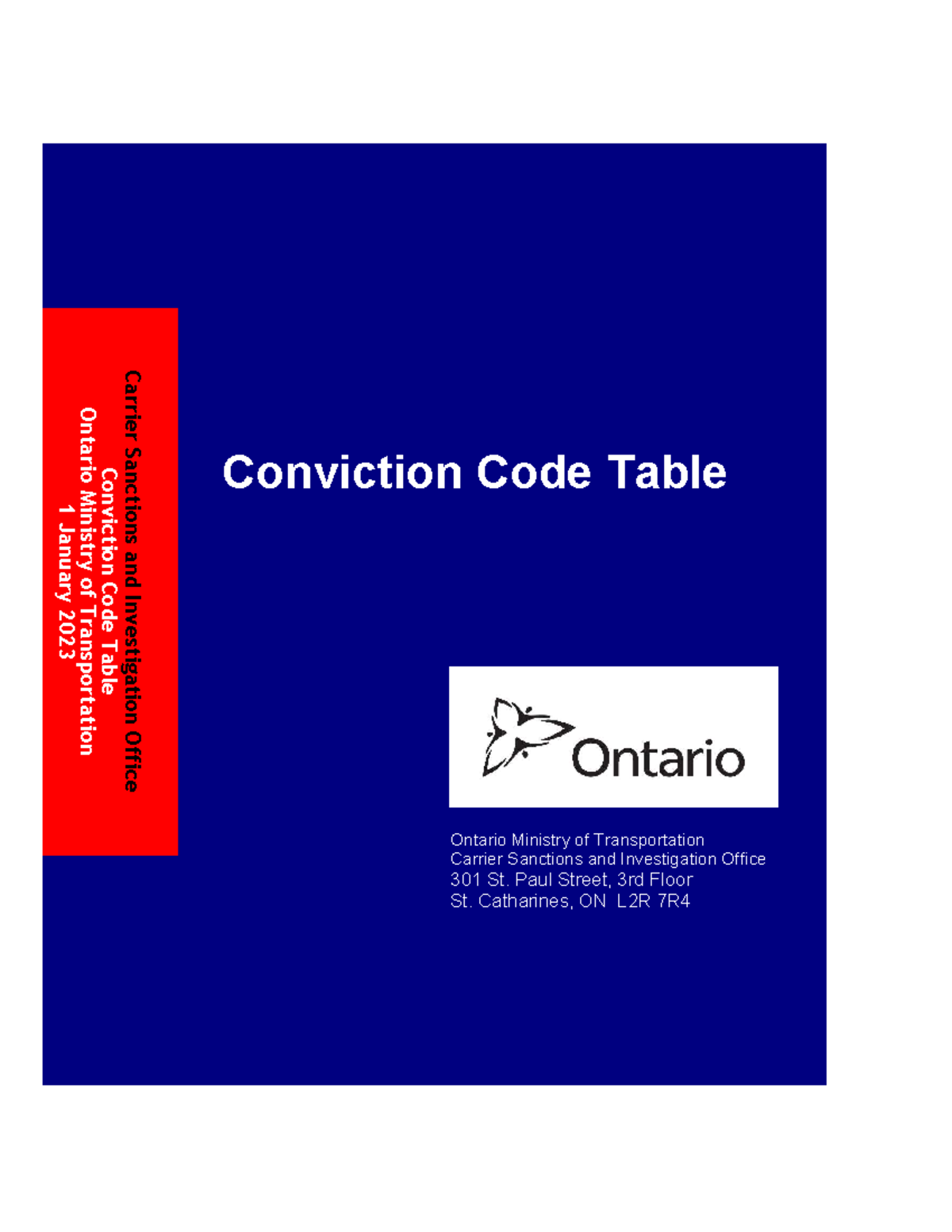 Ontario MTO Conviction Code Table - Carrier Sanctions & Investigations ...