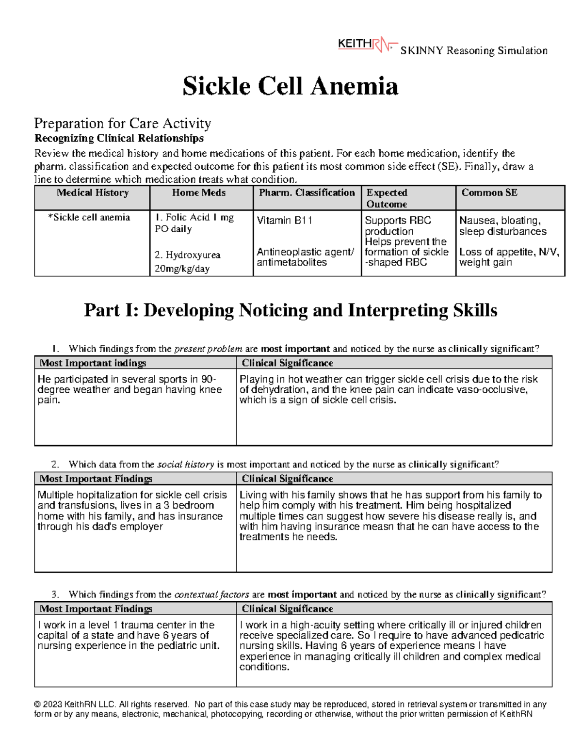Sickle Cell Anemia Case Study: Clinical Observations & Nursing ...