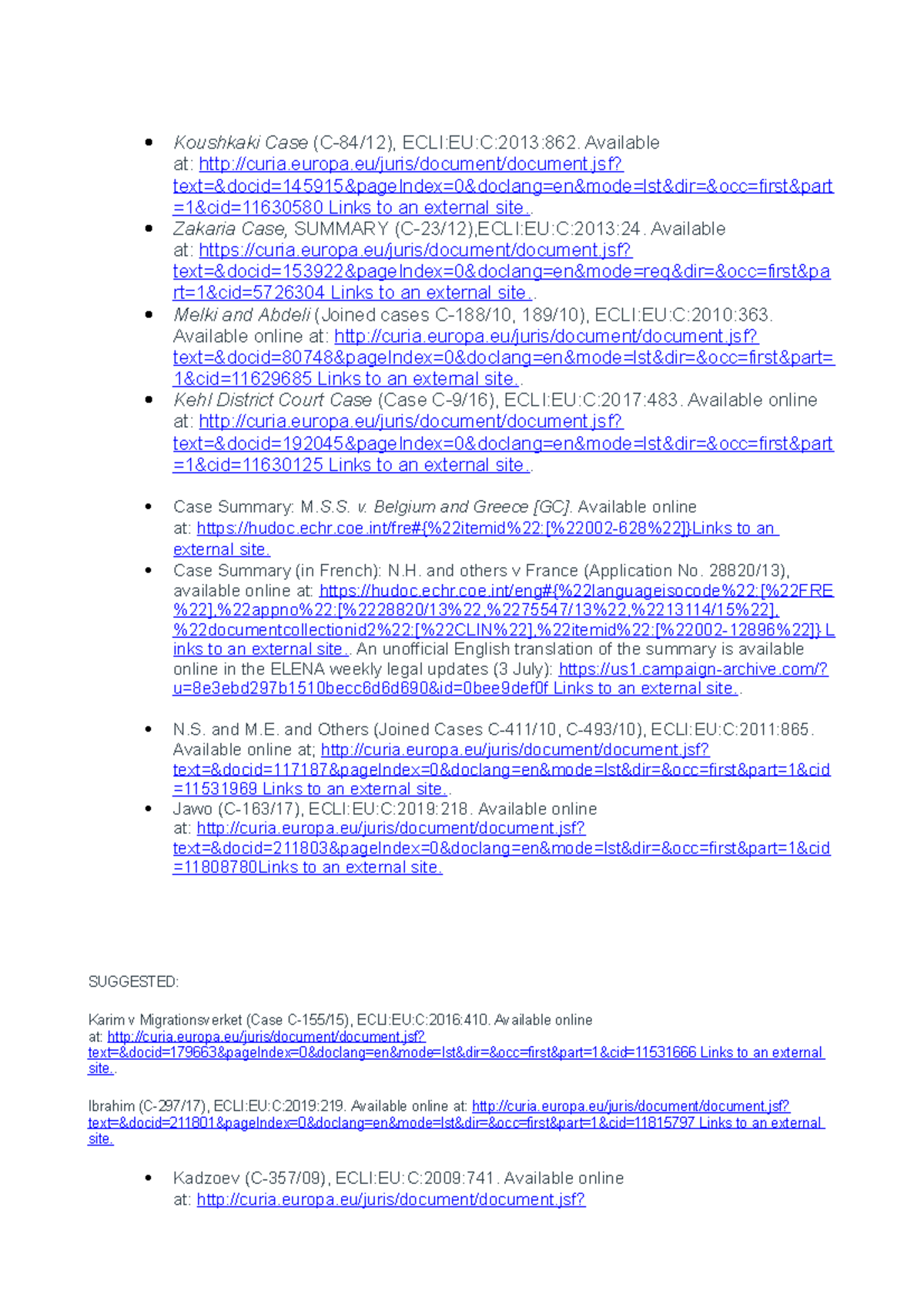Case Law Summaries - Essential EU Decisions Review (C- Series ...