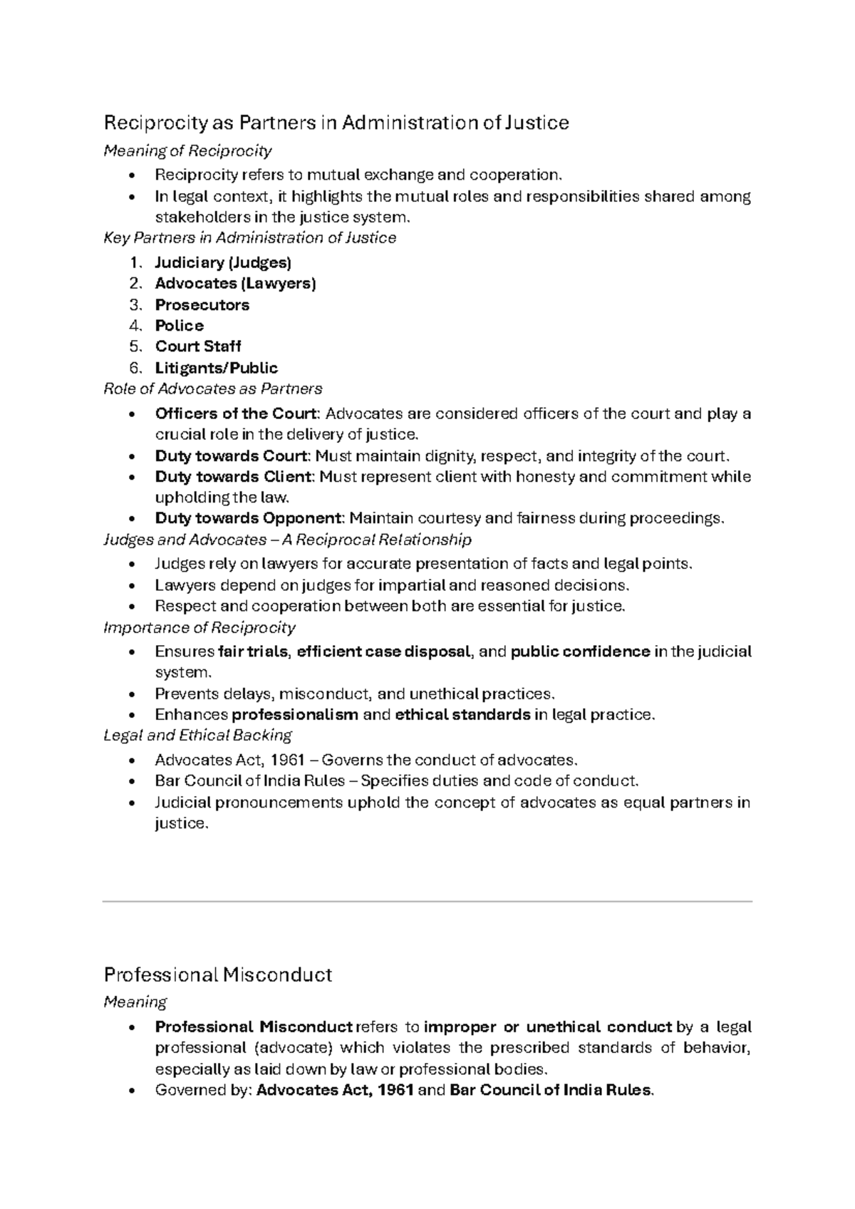 Reciprocity in Justice Administration: Roles, Ethics, and Misconduct ...