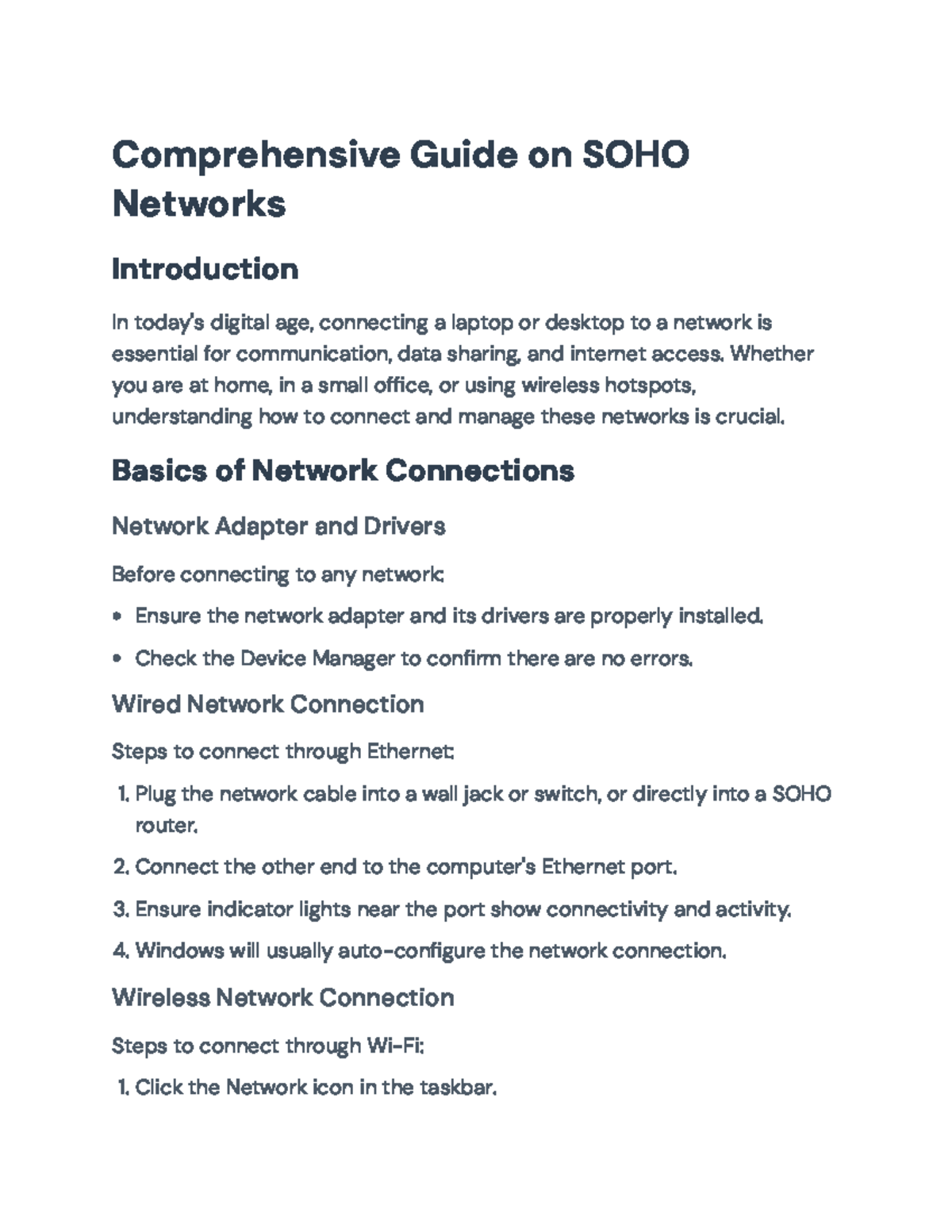 Comprehensive Guide to SOHO Network Connectivity and Management ...