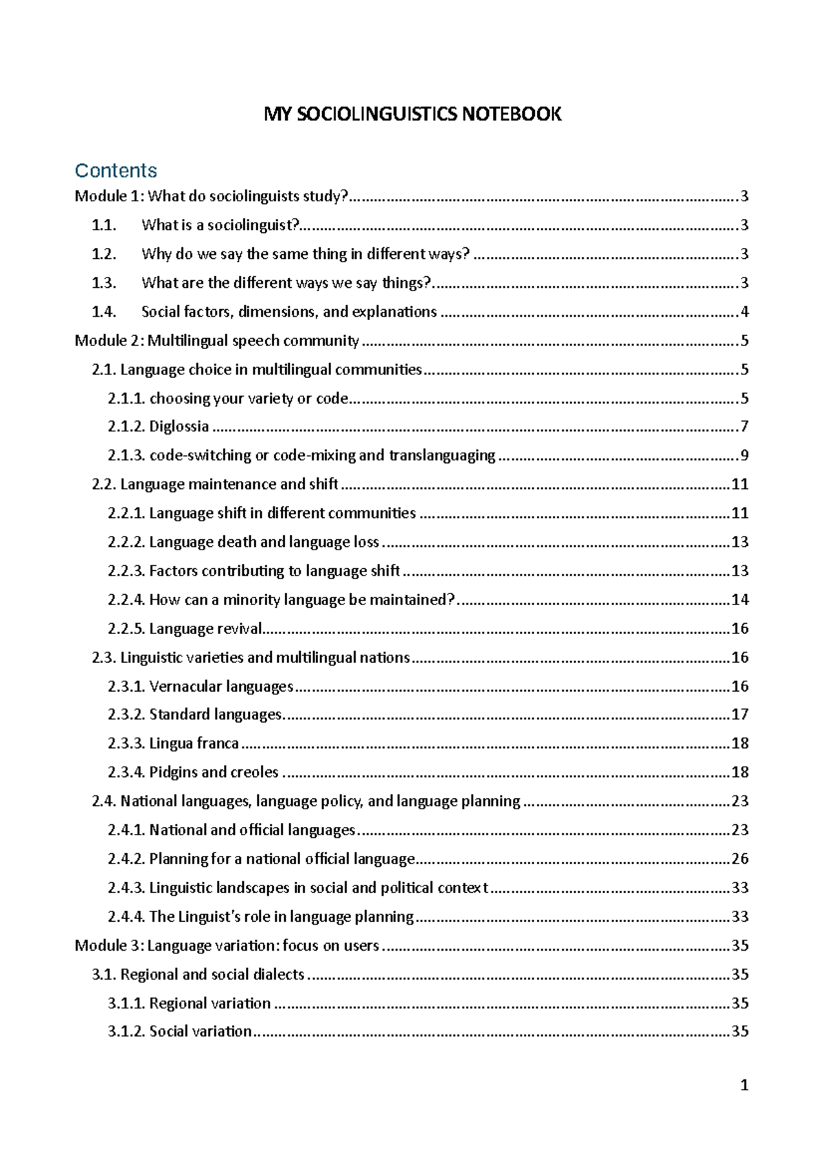 Sociolinguistics Notebook: Key Concepts and Language Variations - Studocu