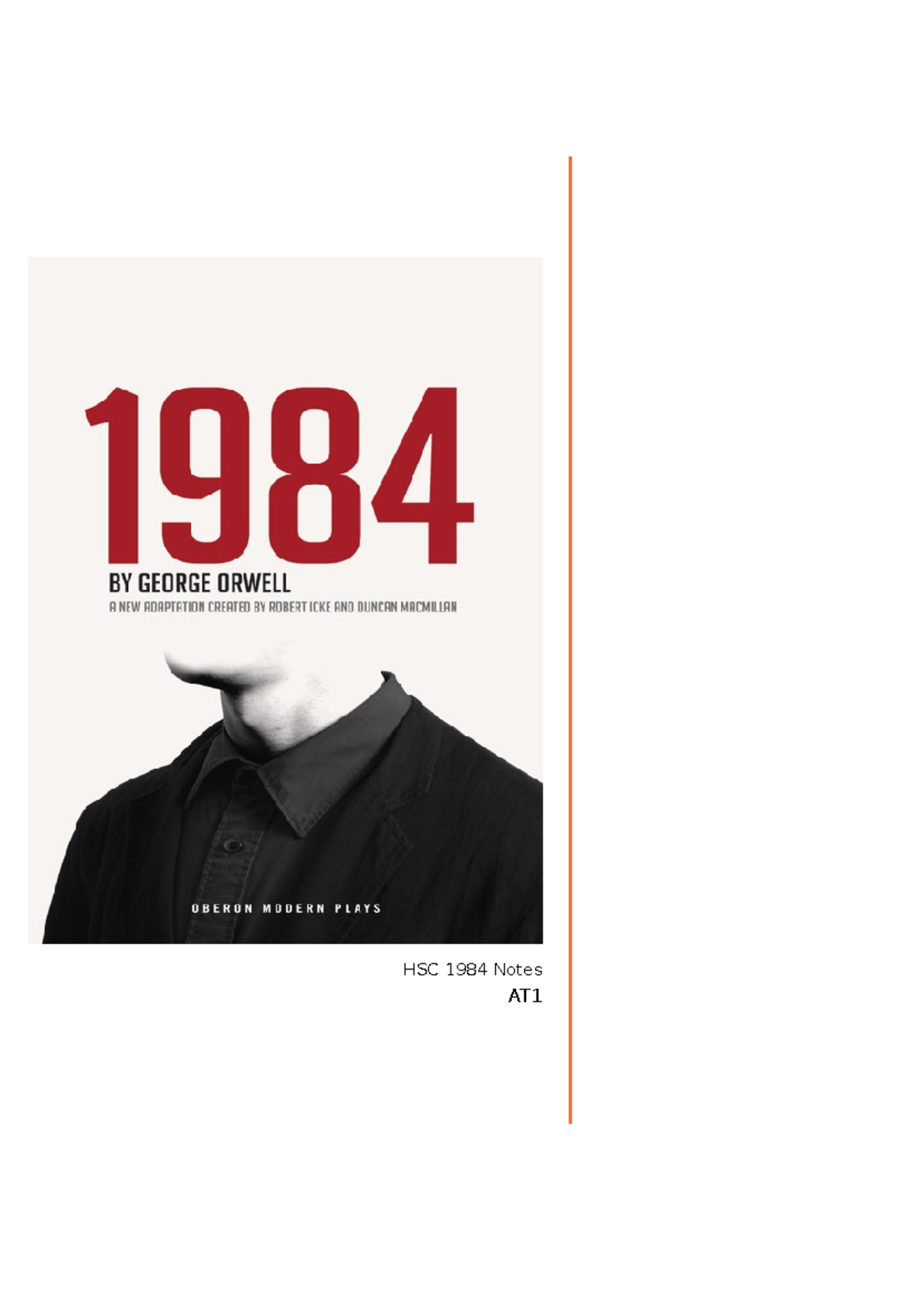 HSC 1984 Notes AT1: Exploring Themes of Oppression and Rebellion - Studocu