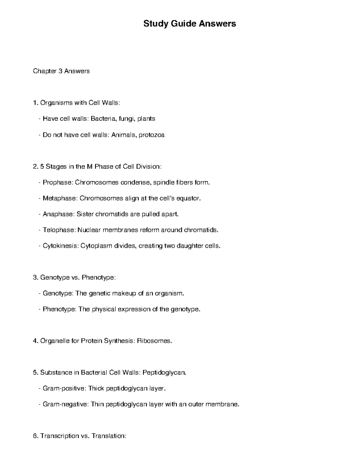 Biology Study Guide Answers: Chapters 3 & 5 Overview - Studocu