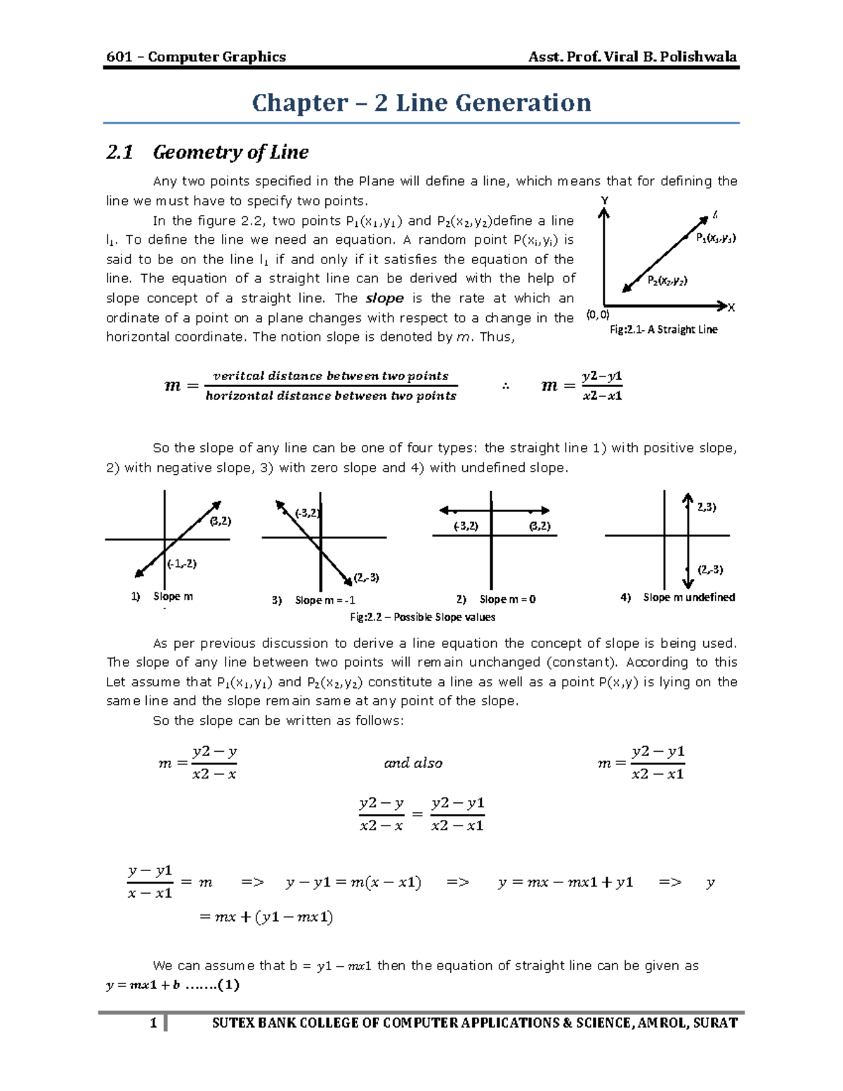 601 Computer Graphics Chapter 2: Line Generation and Algorithms - Studocu