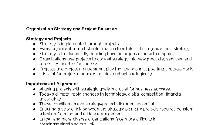 Organization Strategy & Project Selection: Aligning Projects with Goals ...