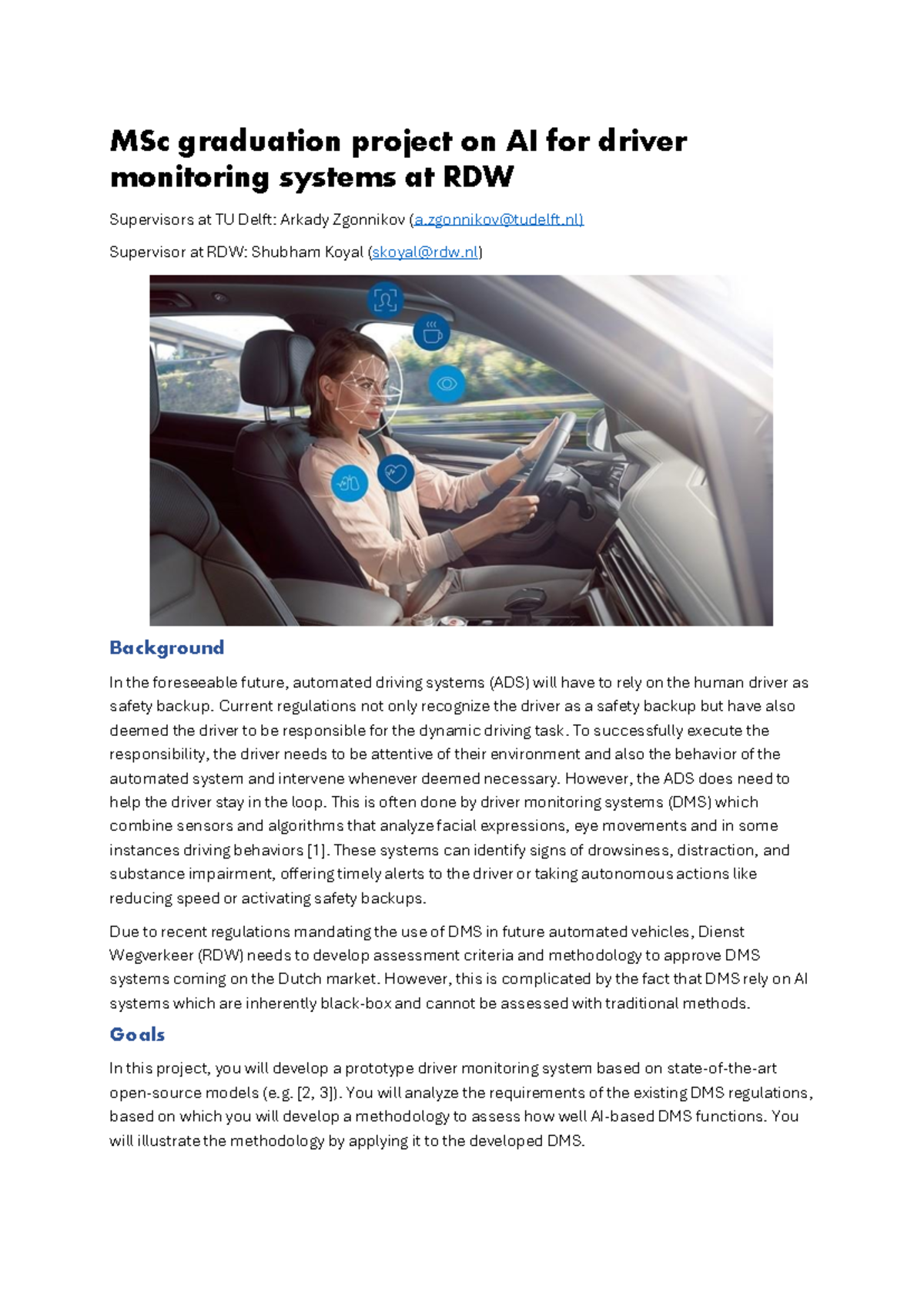 RDW MSc Project: AI-Based Driver Monitoring Systems Development ...