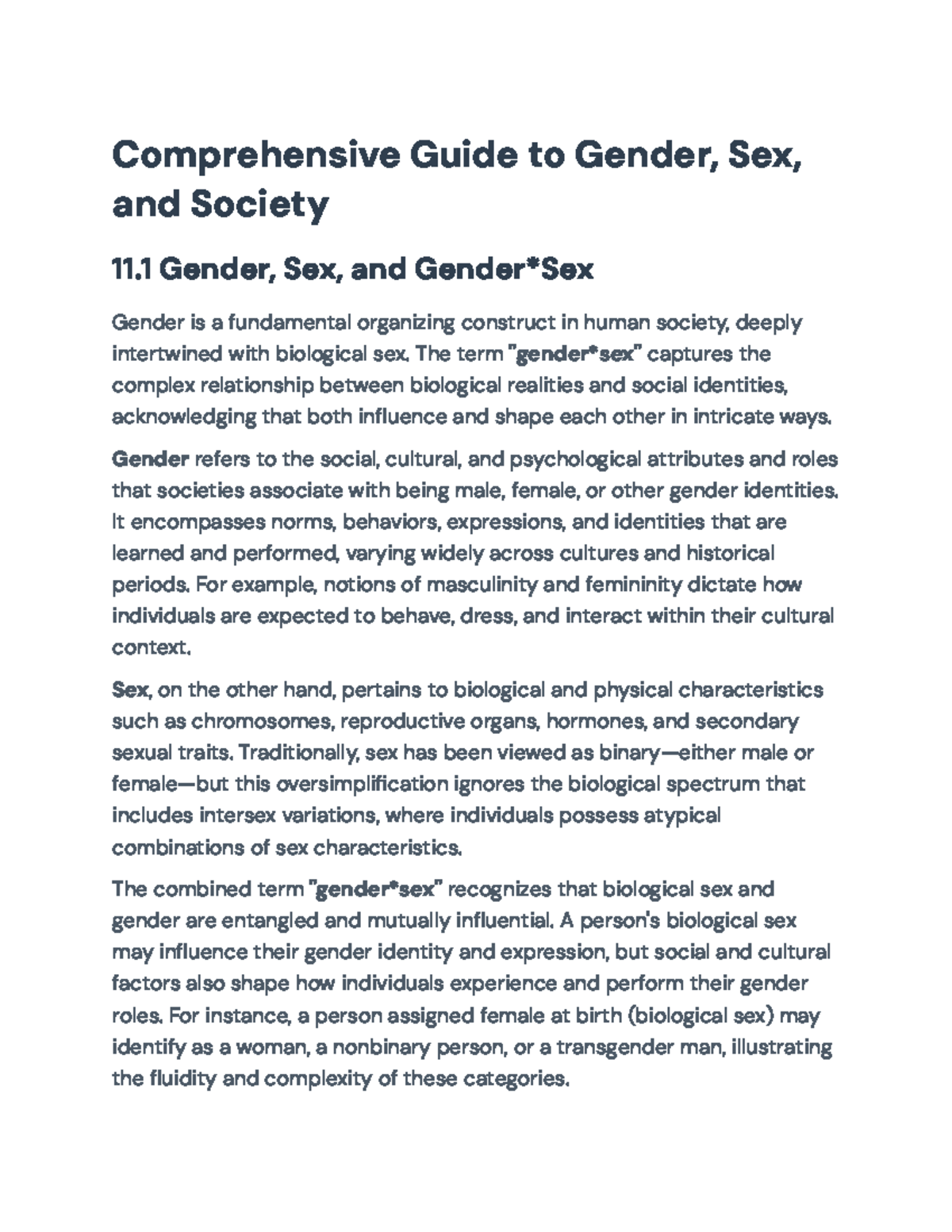 Comprehensive Guide on Gender, Sex, and Society (GSS 101) - Studocu