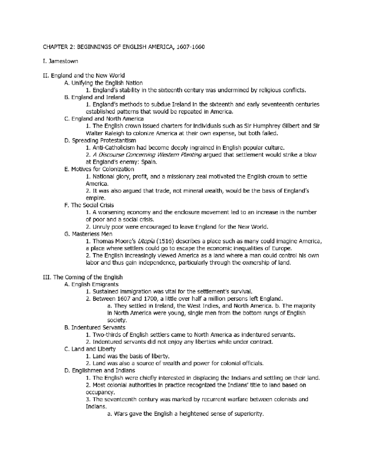 Foner: Give Me Liberty! Chapter 2 Notes on Early English America - Studocu