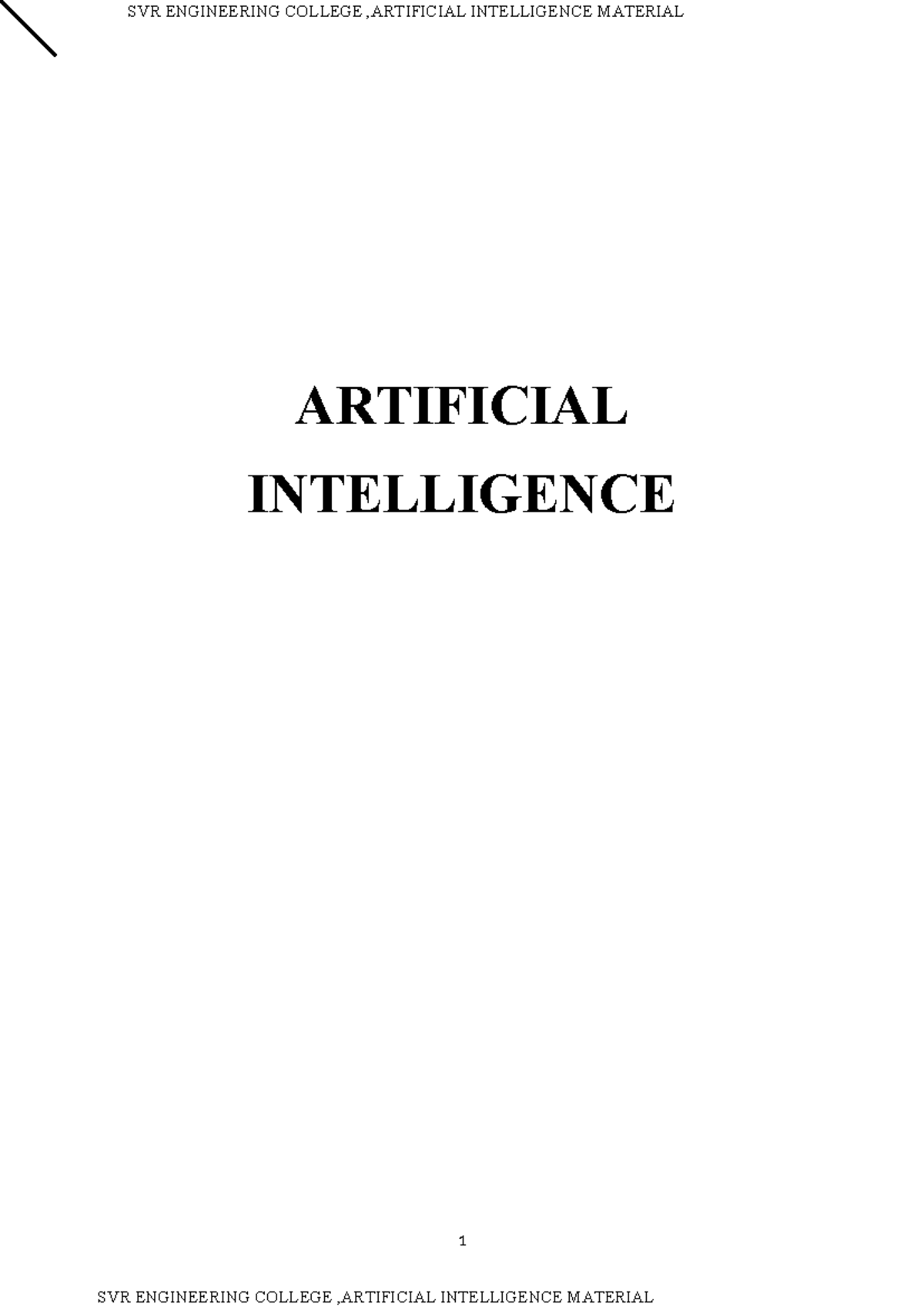 II-II- Artificial Intelligence- Lecture Notes - 1 ARTIFICIAL ...