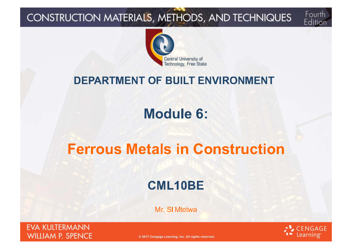 Ferrous Metals in Construction - CML10BE Module 6 Study Notes - Studocu