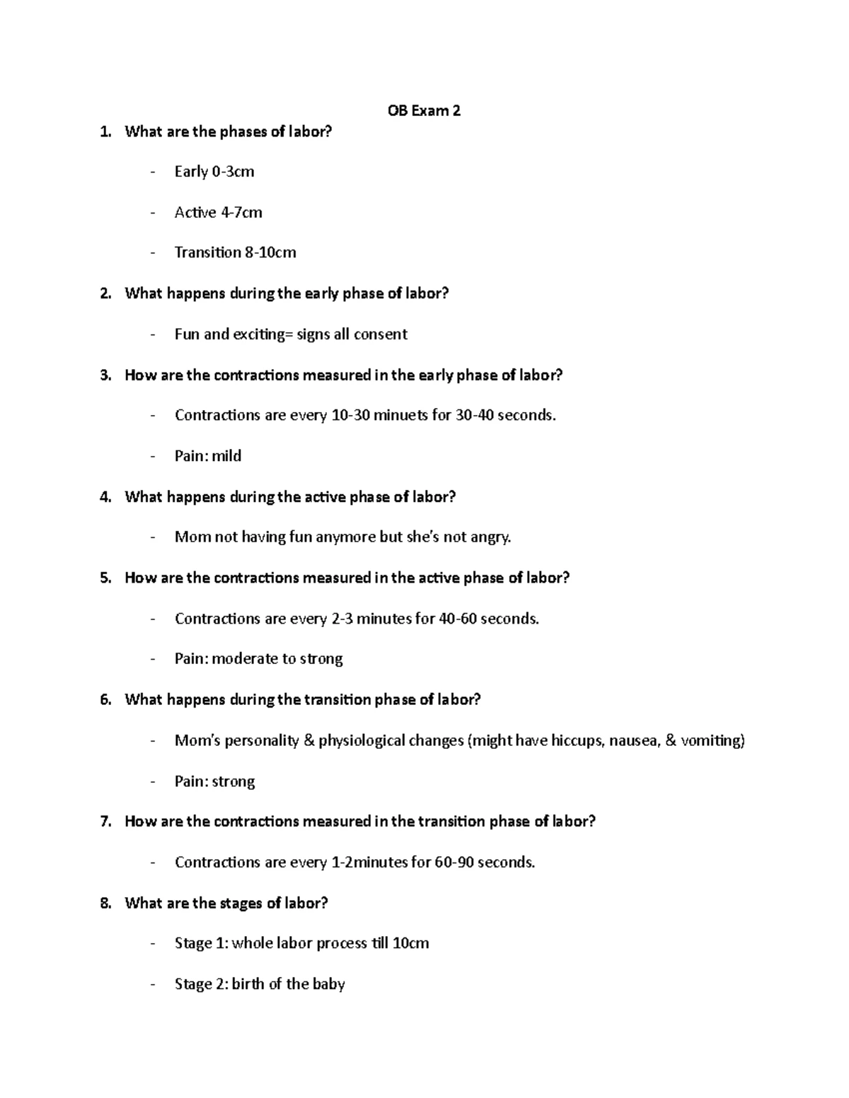335 OB Exam #1 Comprehensive Study Guide - Key Concepts and Highlights ...