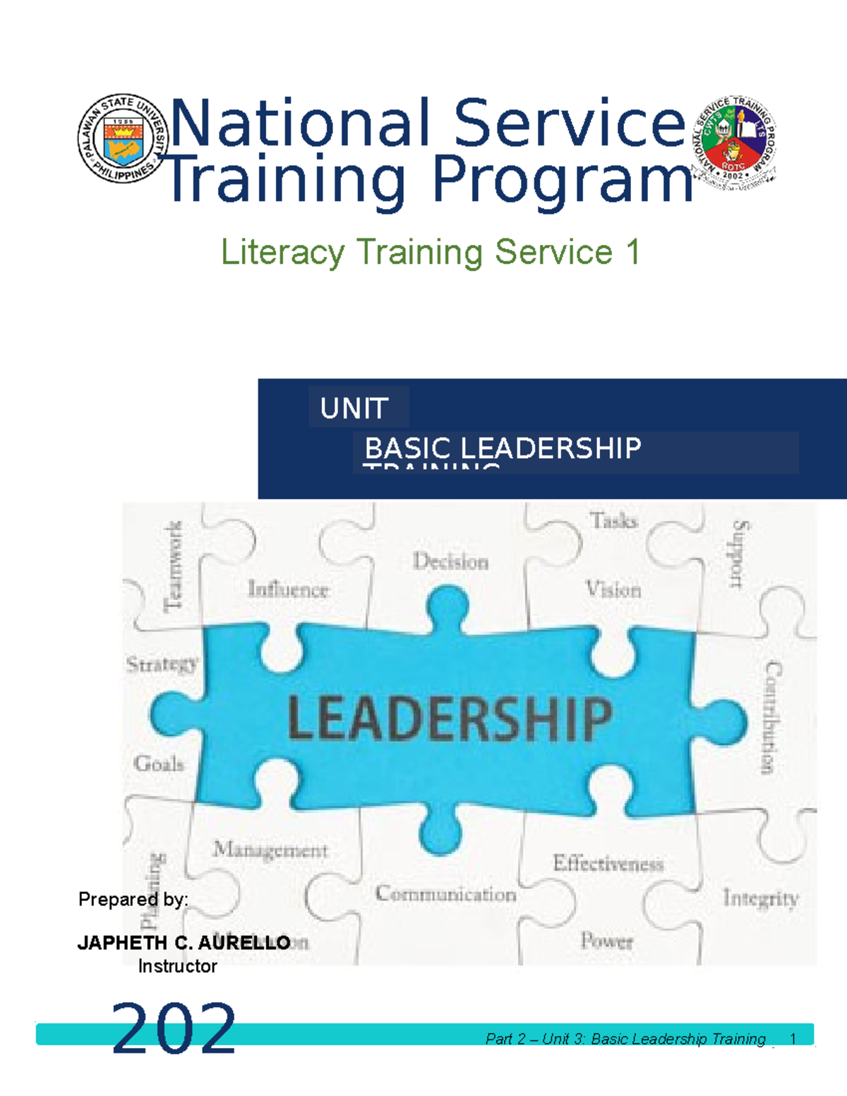 LTS 1 - Unit 3: Basic Leadership Training Notes for NSTP 1 - Studocu
