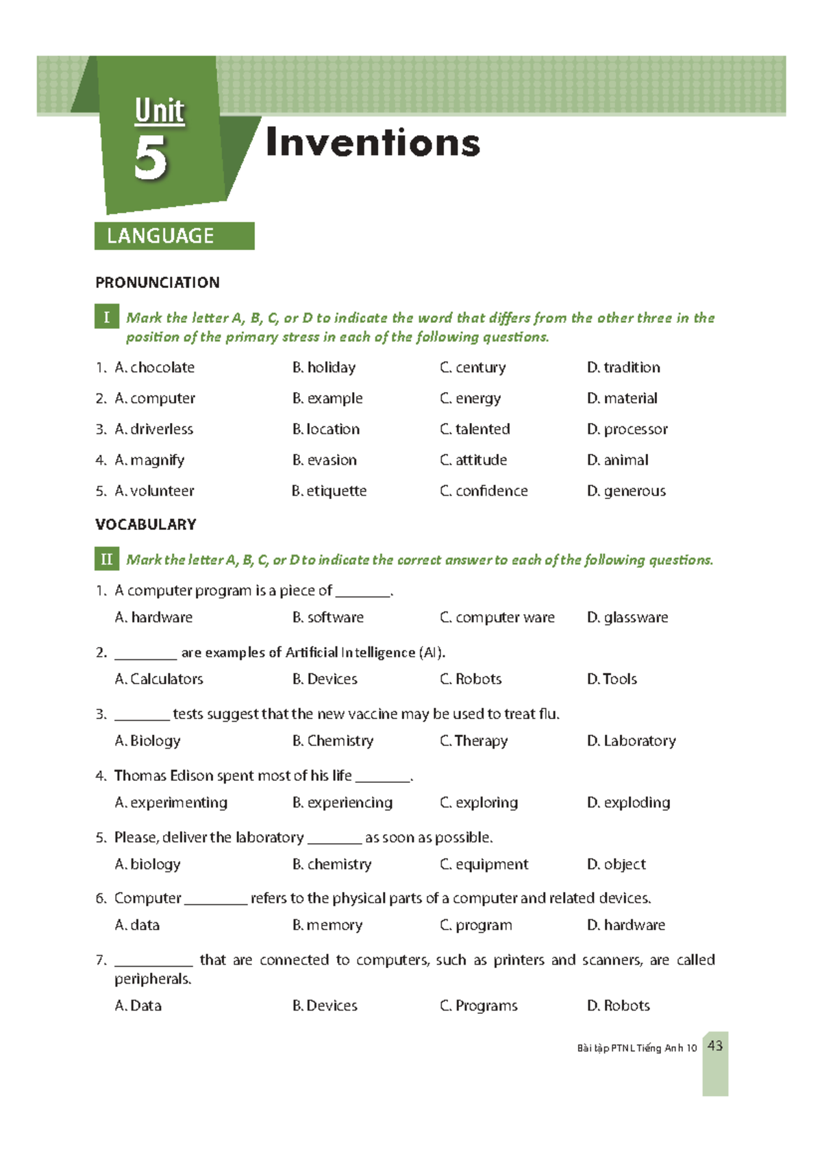 Unit 5 Inventions: Practice Exercises for Global Success 10 - Studocu