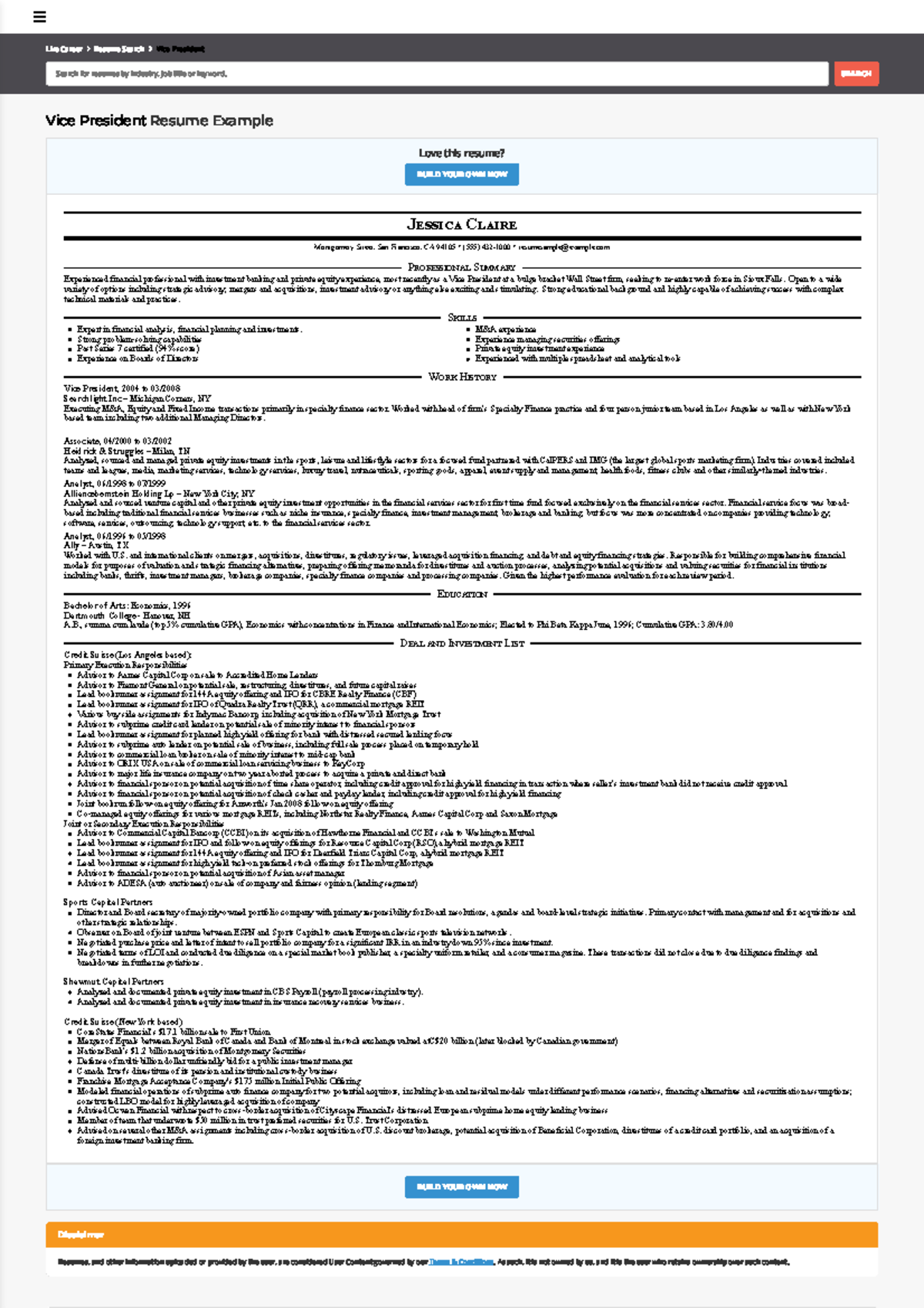 VP Resume Example for Executive Positions - Studocu