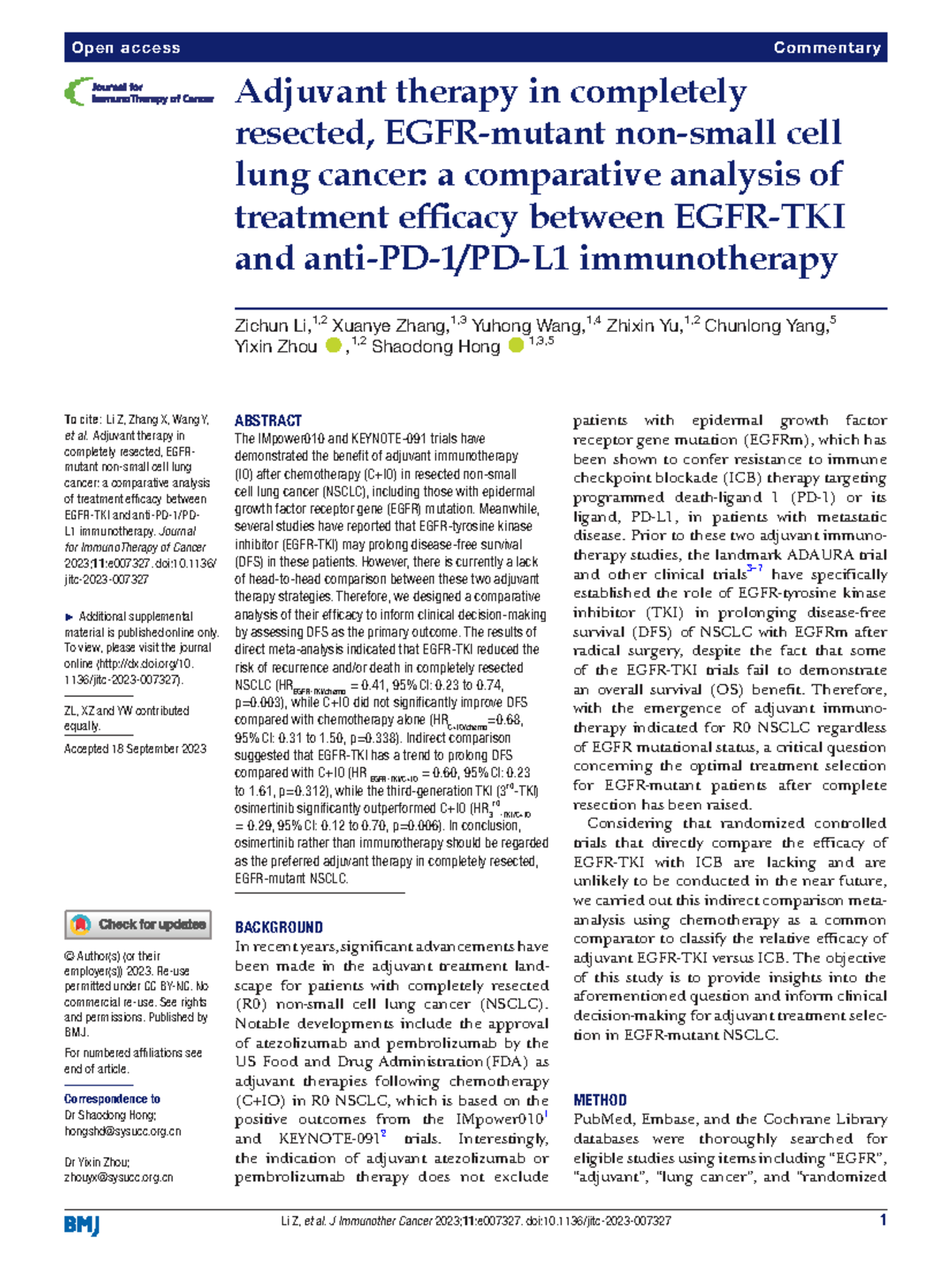 Comparative Efficacy of Adjuvant Therapy in R0 NSCLC: TKI vs ...