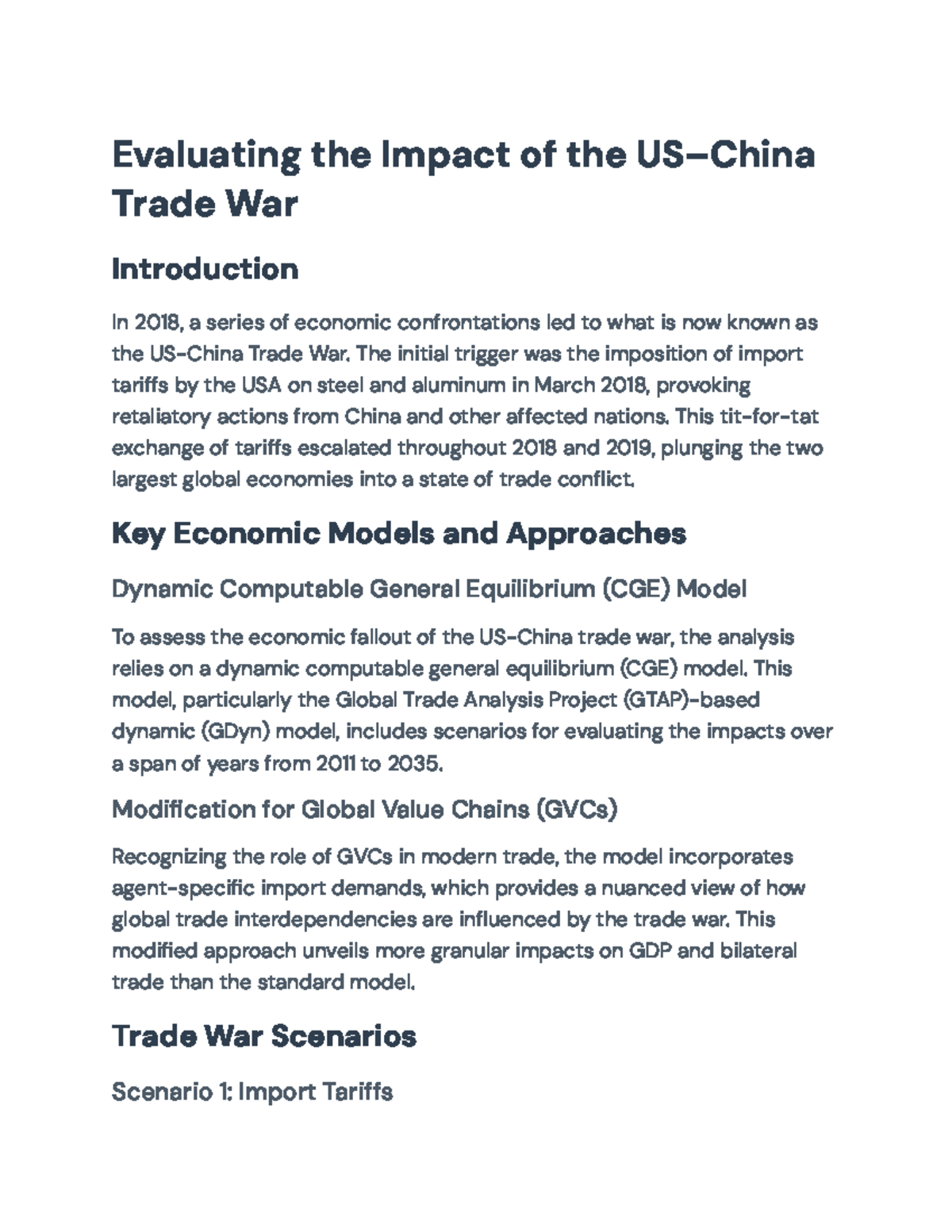 Evaluating the Economic Impact of the US-China Trade War (ECO 400 ...