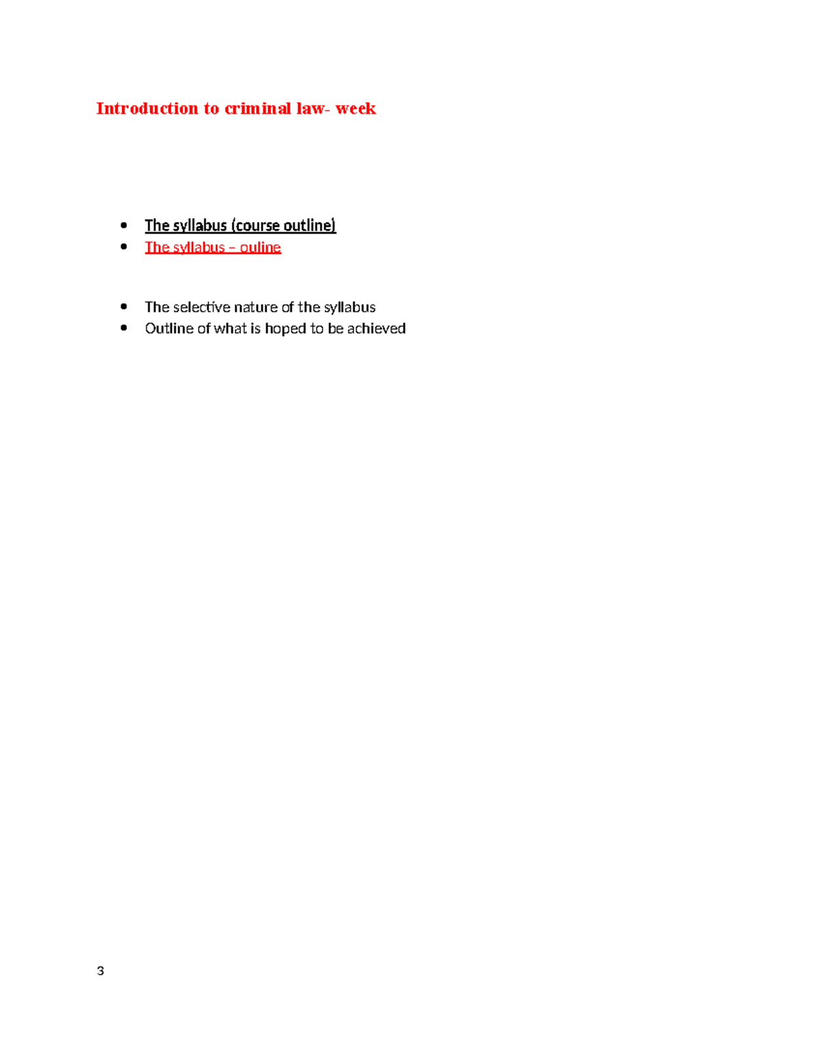 Criminal Law Overview: Week 3 Lecture Notes (LLB 2025) - Studocu