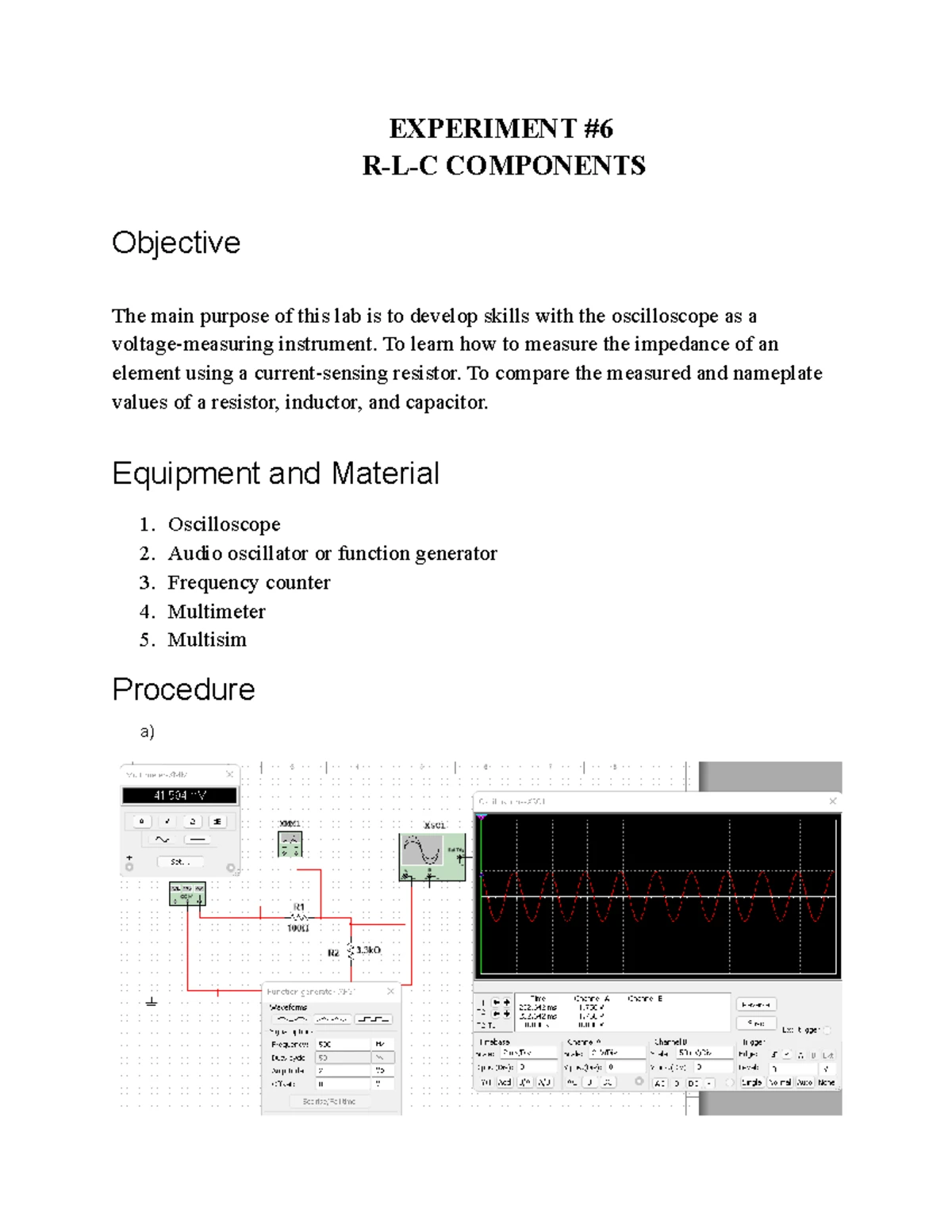 11.Series Resonant Circuits - Validate the basic equation for the ...