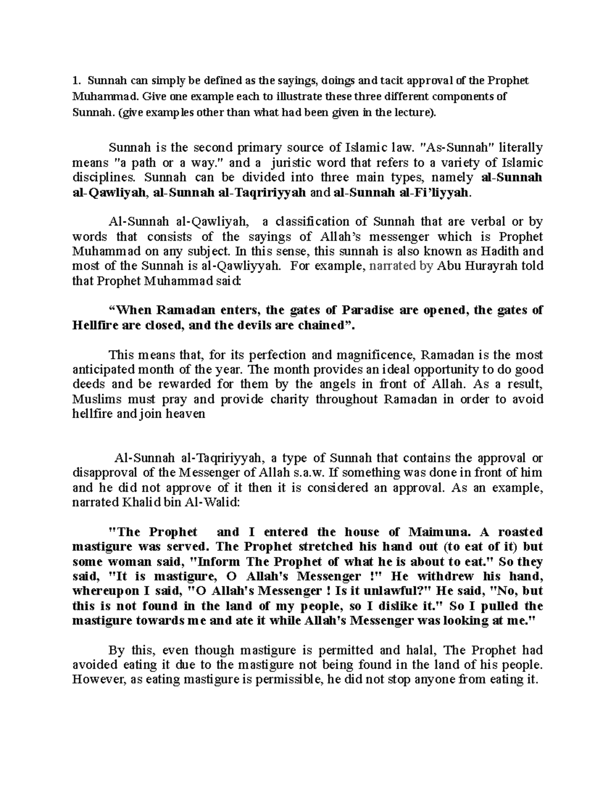 Week 7 Law 499: Understanding Sunnah & the Anti-Hadith Movement - Studocu