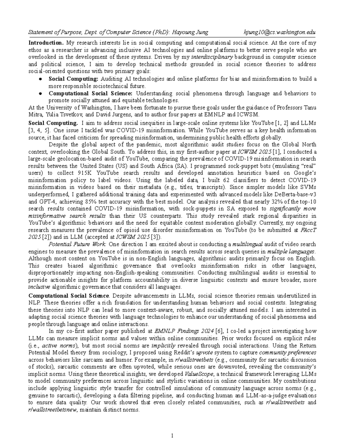 Statement of Purpose: PhD in Computer Science at Princeton - Studocu