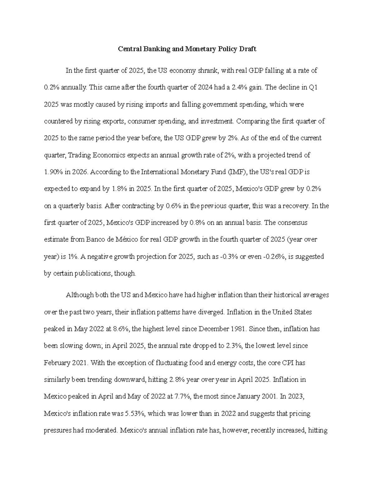 Central Banking & Policy US & Mexico Economic Analysis Studocu Central Banking & Policy US & Mexico Economic Analysis Studocu
