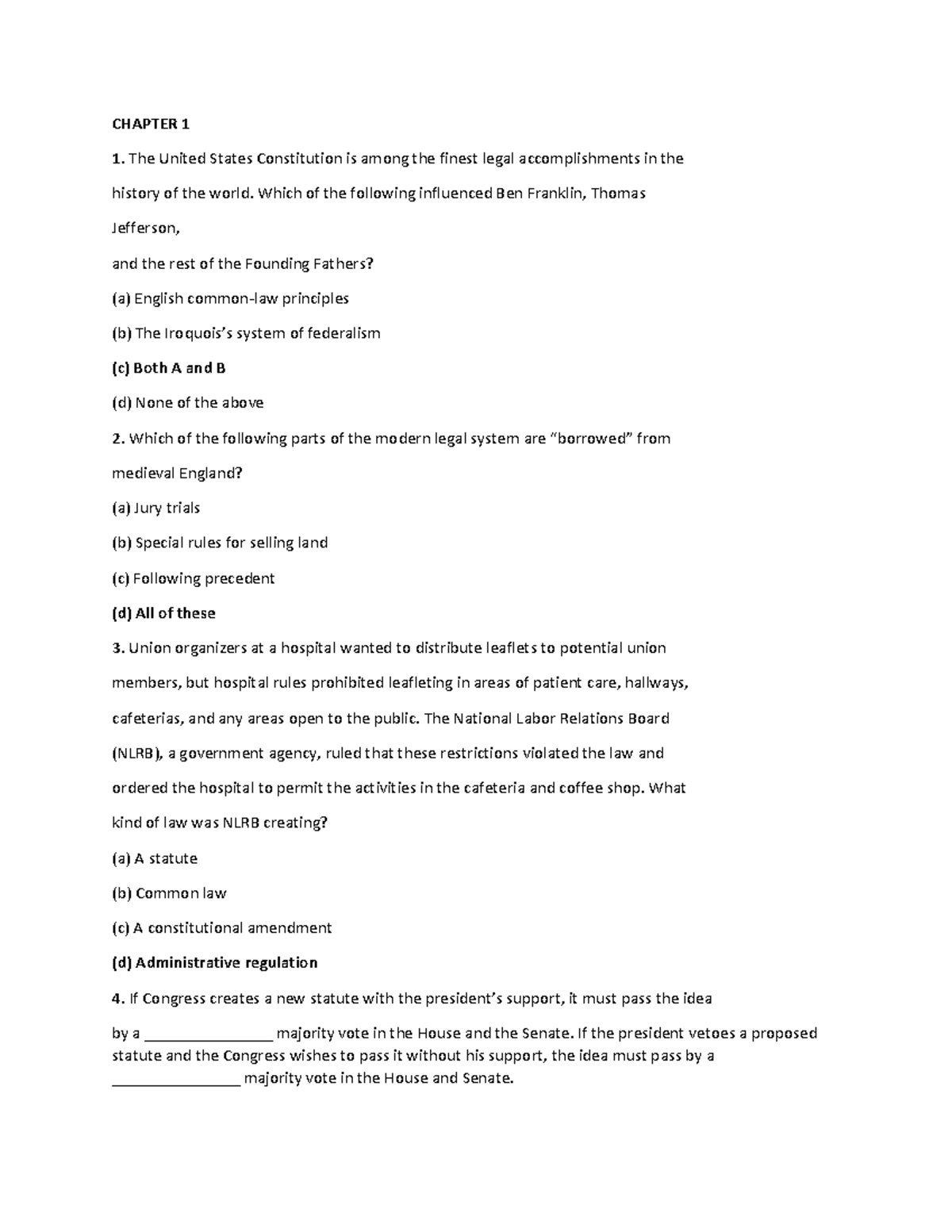 BLAW 101 Final Exam Question Answers and Explanations - Studocu