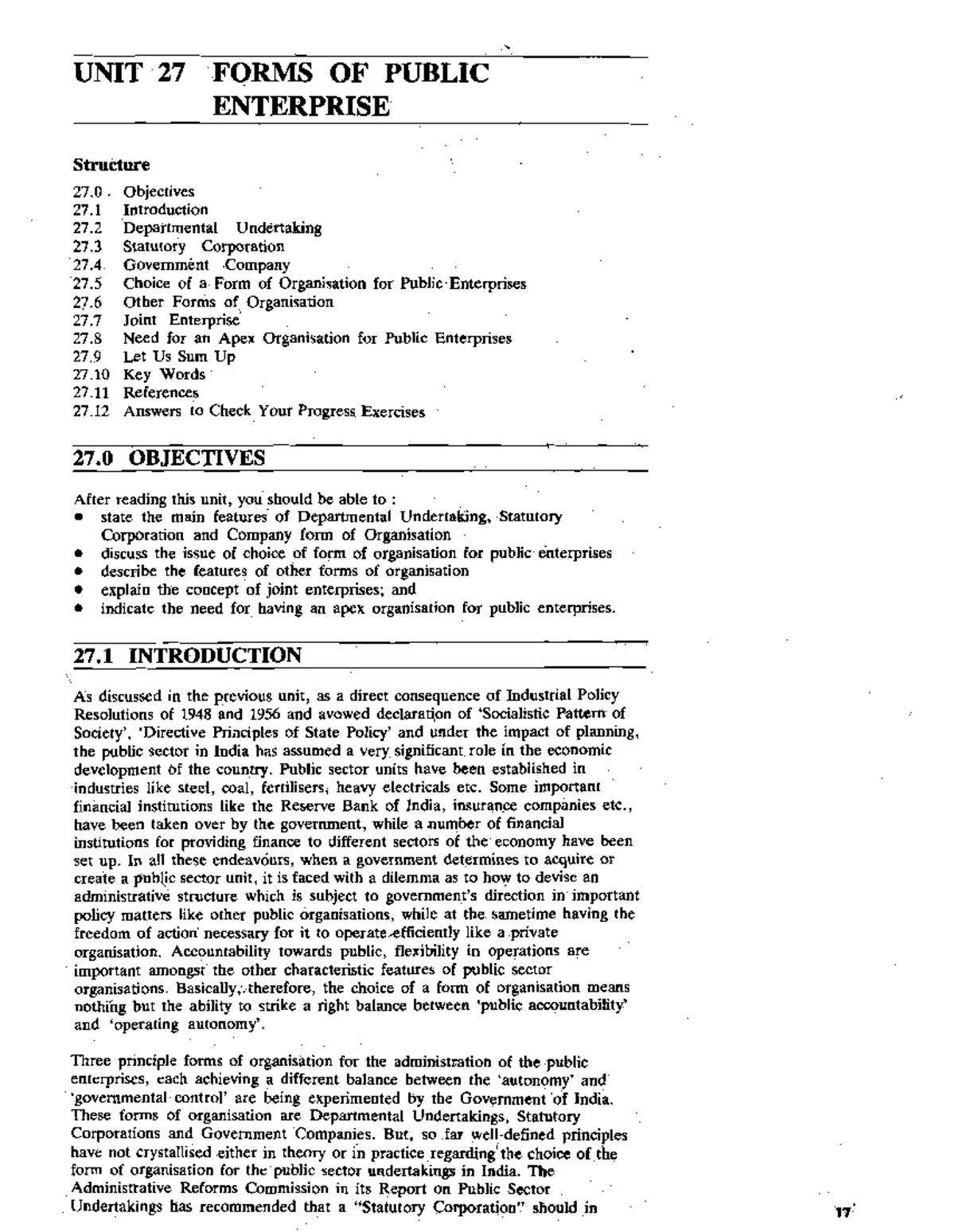 Unit 27: Forms of Public Enterprise - Comprehensive Overview - Studocu