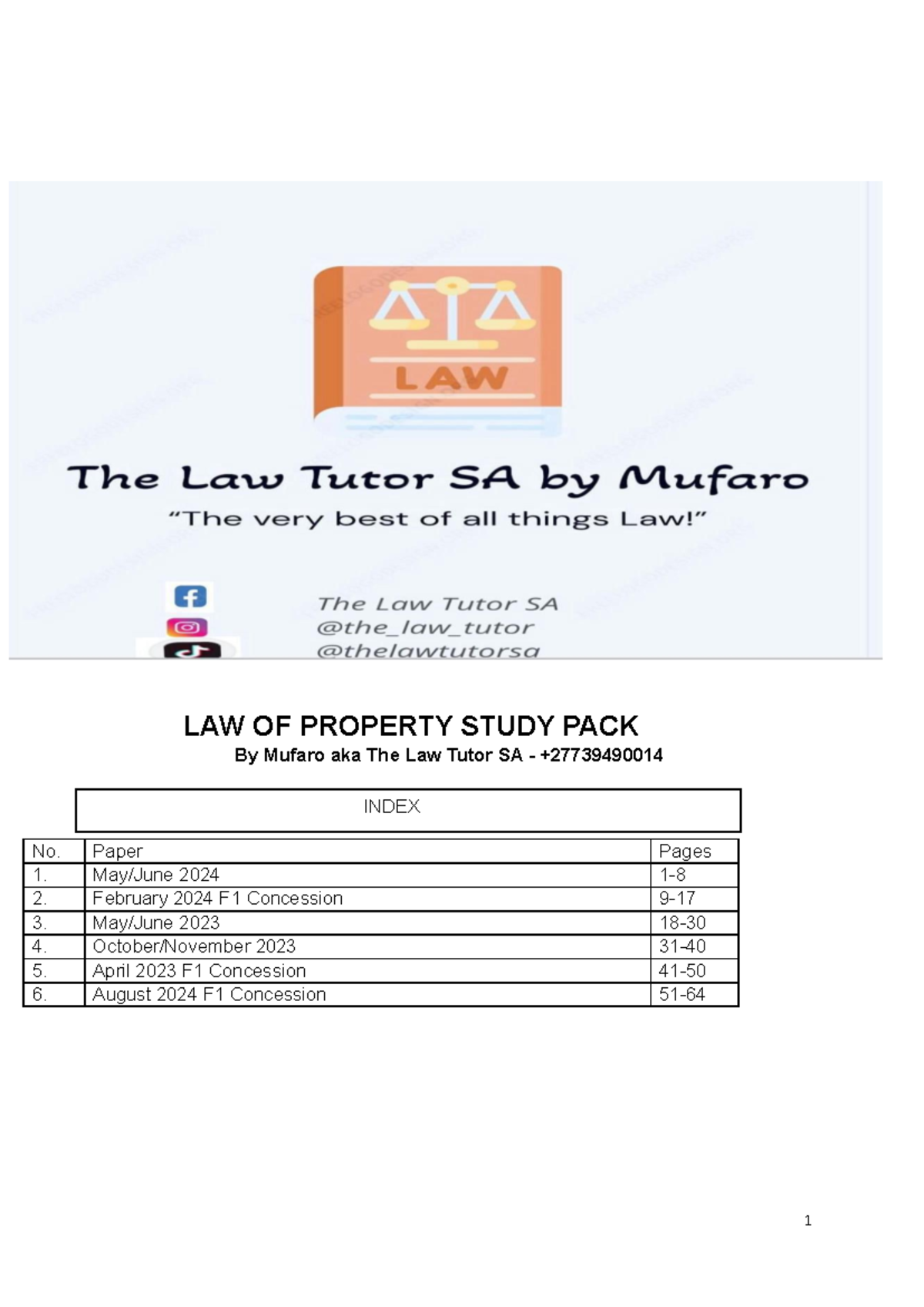 LAW OF PROPERTY STUDY PACK: PVL3701 Exam Notes & Case Analyses - Studocu