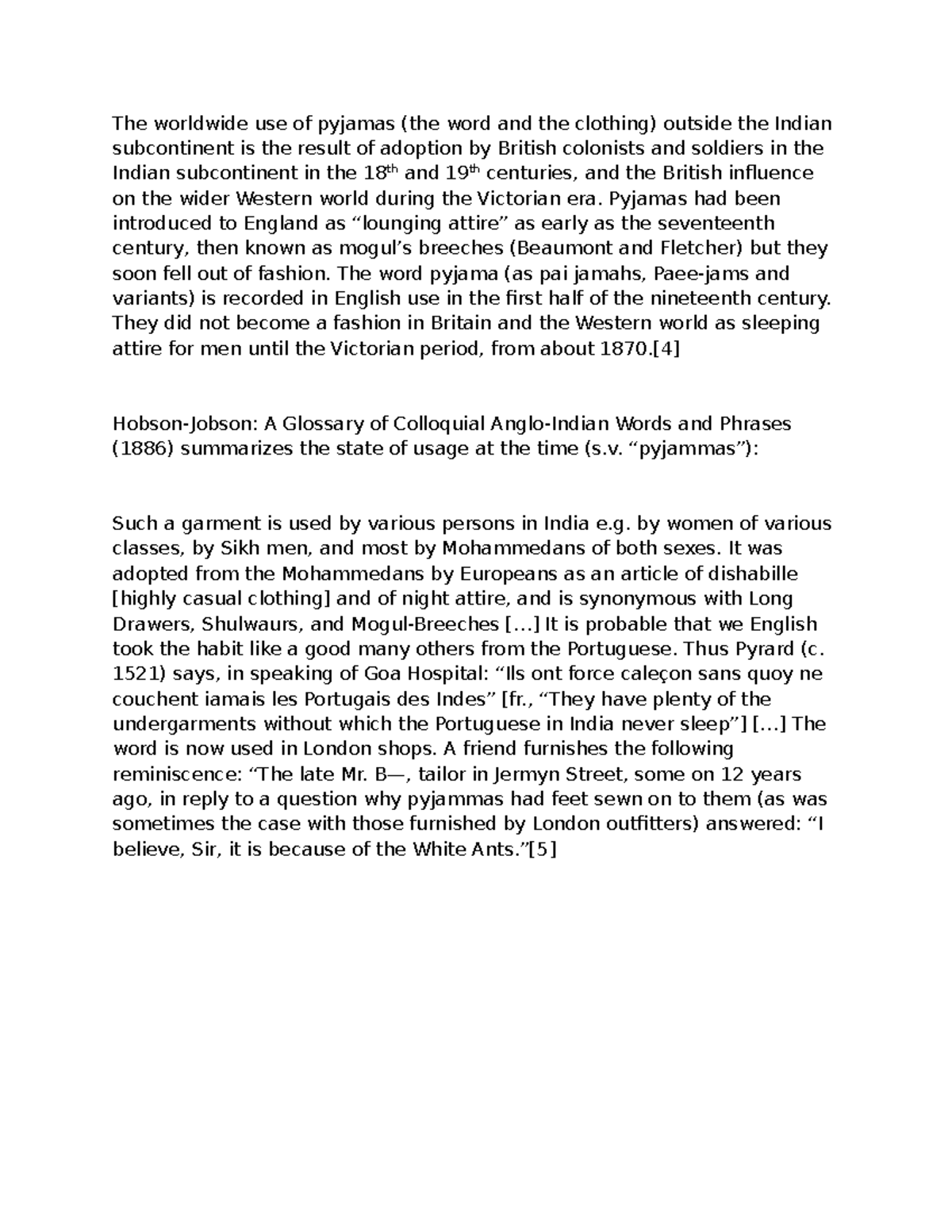History of Pajama - Reading Notes on Cultural Adoption - Studocu