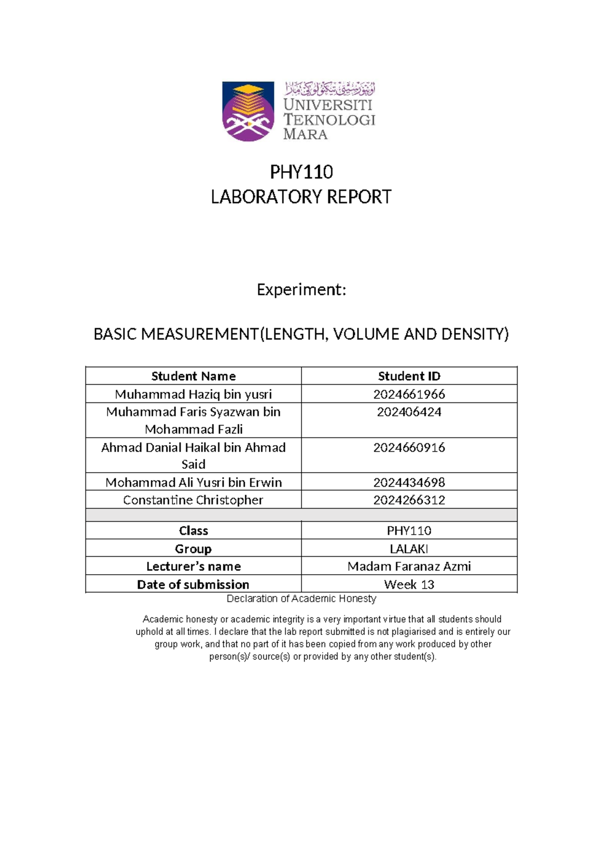 Height of fall physics - PHY LABORATORY REPORT Experiment: BASIC ...