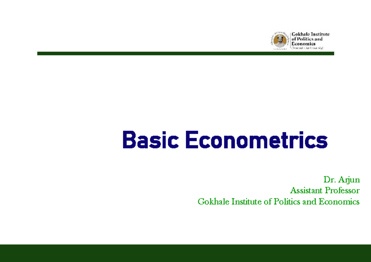 Basic Econometrics (L2) - Classical Linear Regression Model Overview ...