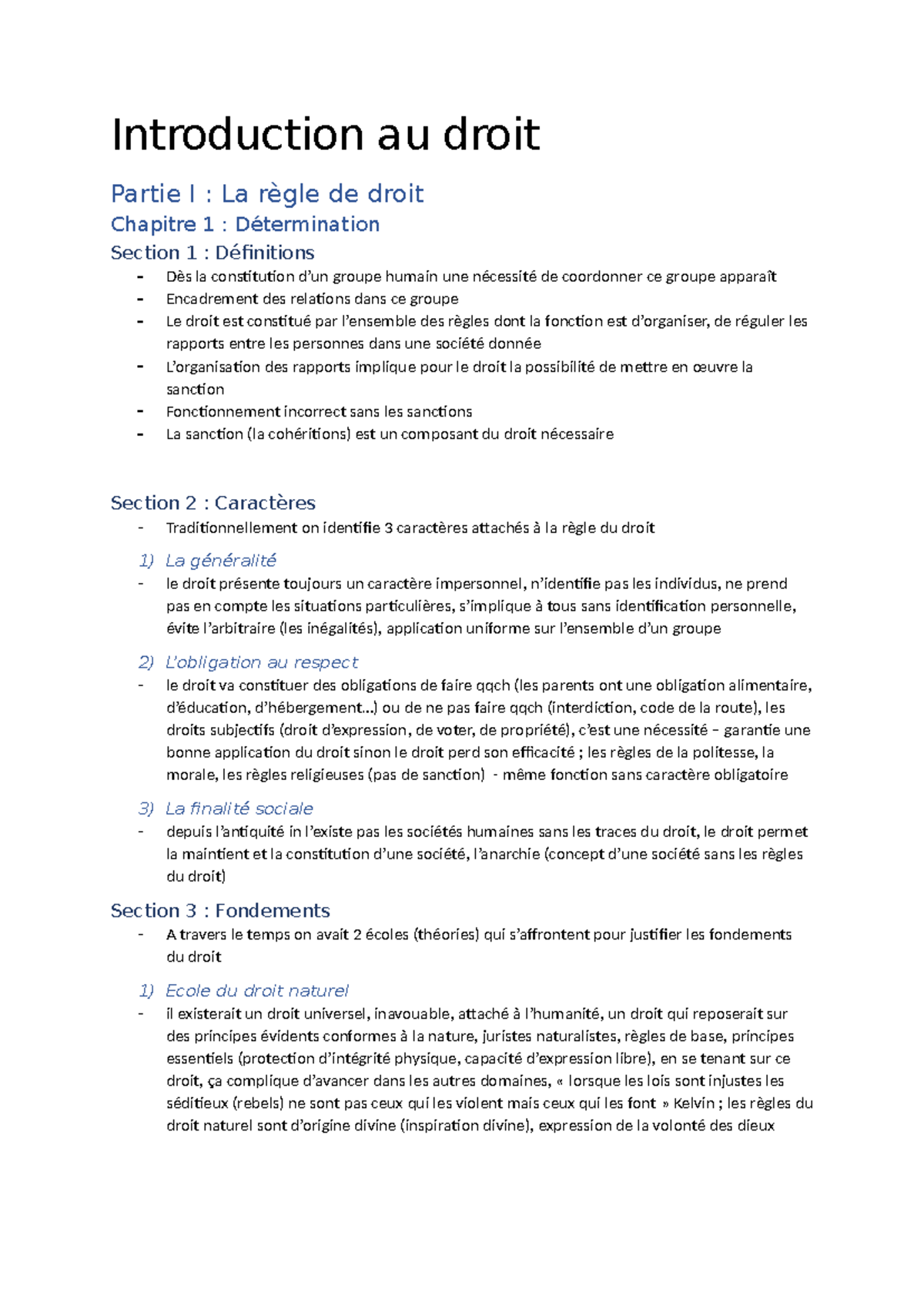 Introduction au droit - Introduction au droit Partie I : La règle de ...