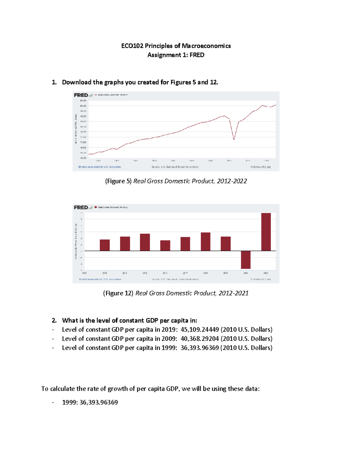 ECO102 Assignment 1: Analysis of GDP Growth Trends and Unemployment ...