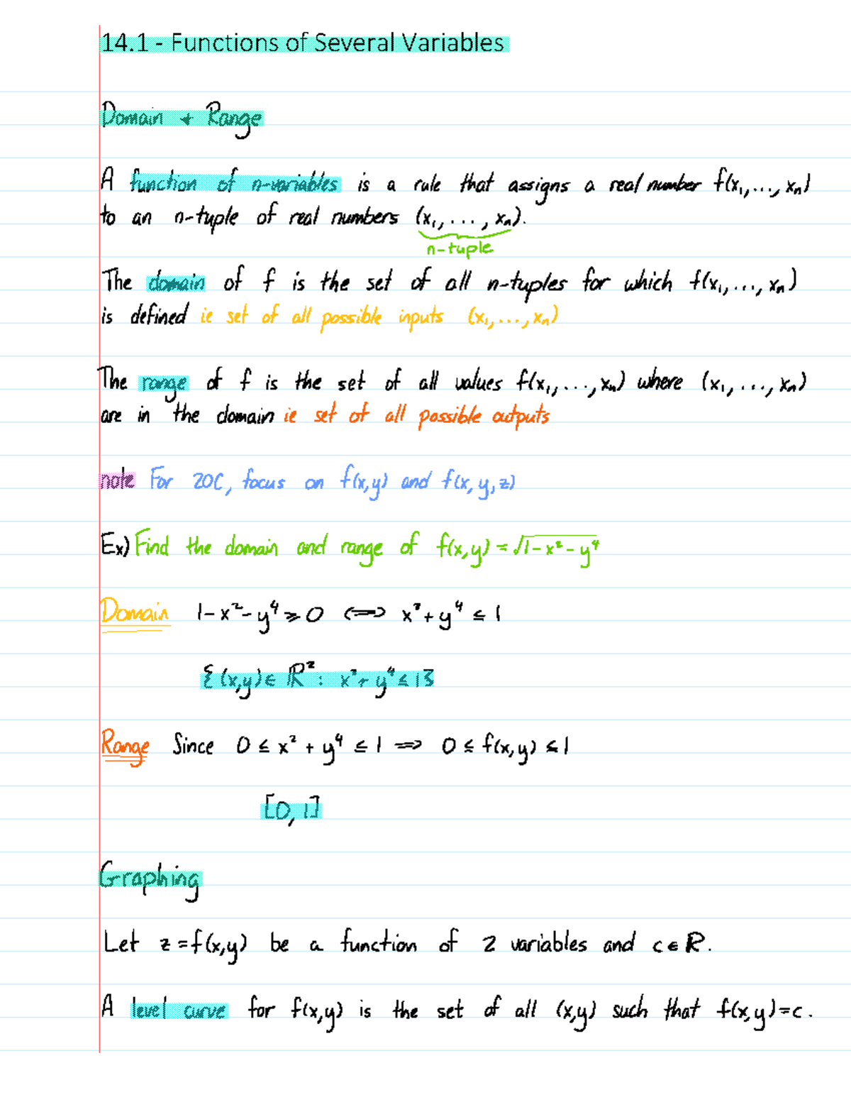 Math 101: Understanding Functions, Domains, and Level Curves - Studocu