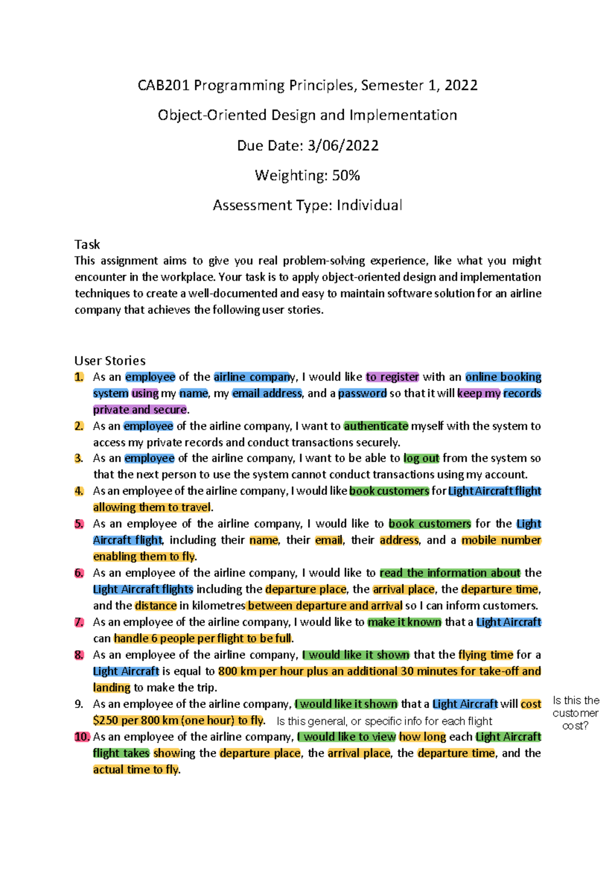 CAB201 Object-Oriented Design and Implementation Task Sheet 2022 - Studocu