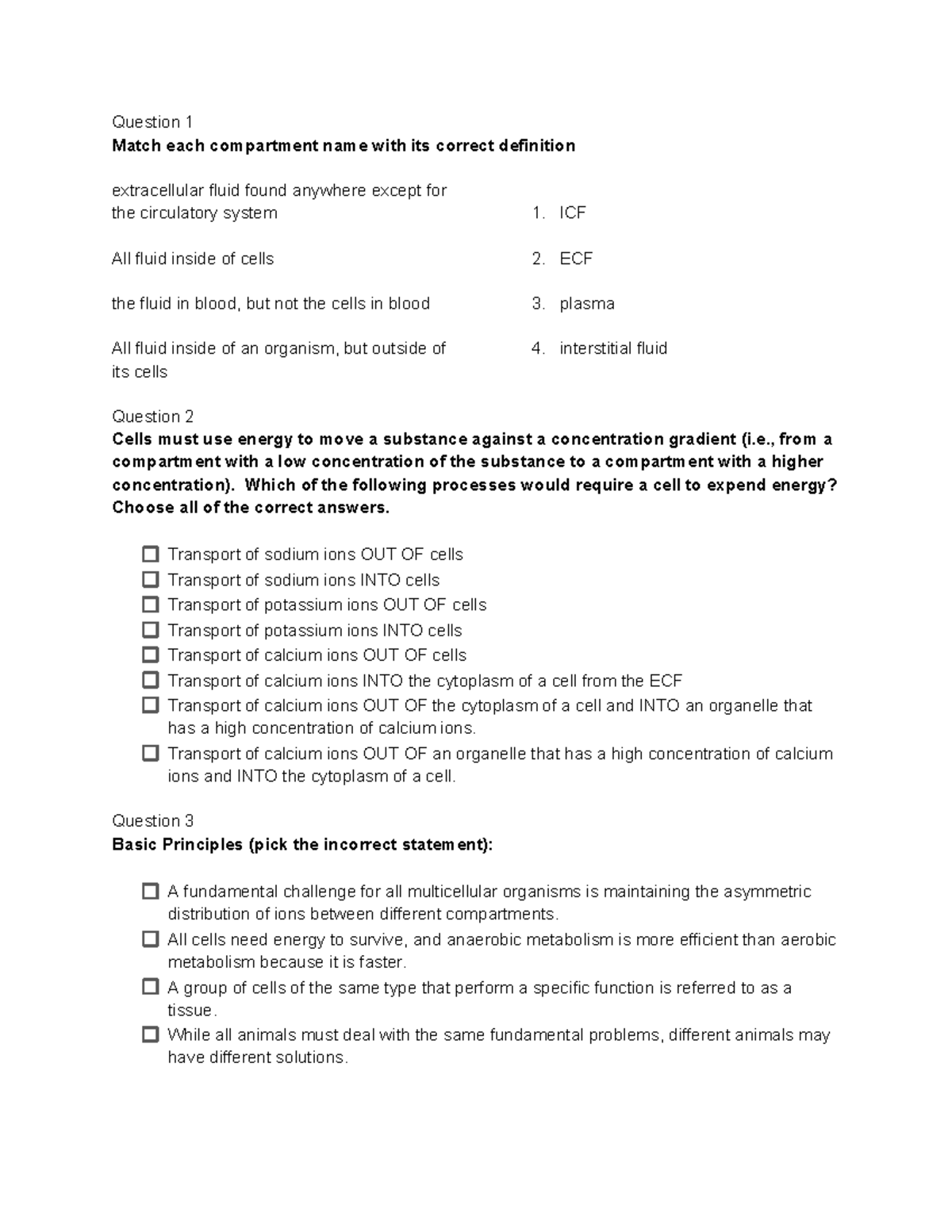 Exam 1 Review 203: Cellular Processes and Thermoregulation Concepts ...