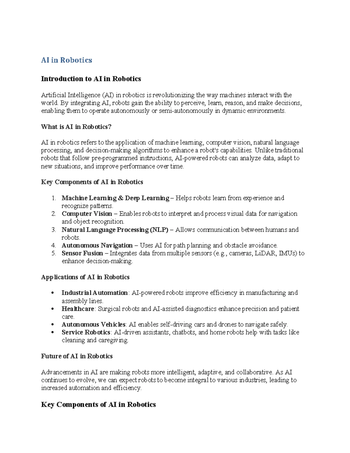 Sensors in Robotics: An Overview of Types, Applications, and Challenges ...