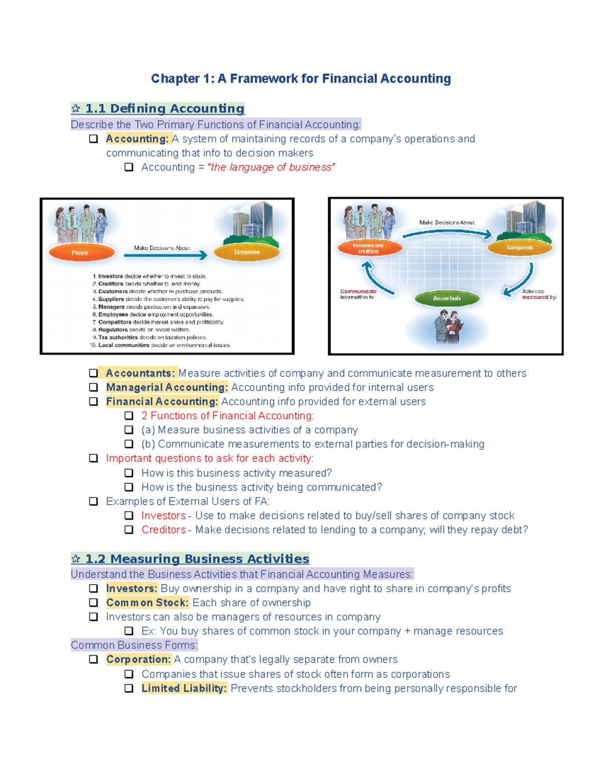Financial Accounting Framework - Chapter 1 Overview (ACC 101) - Studocu