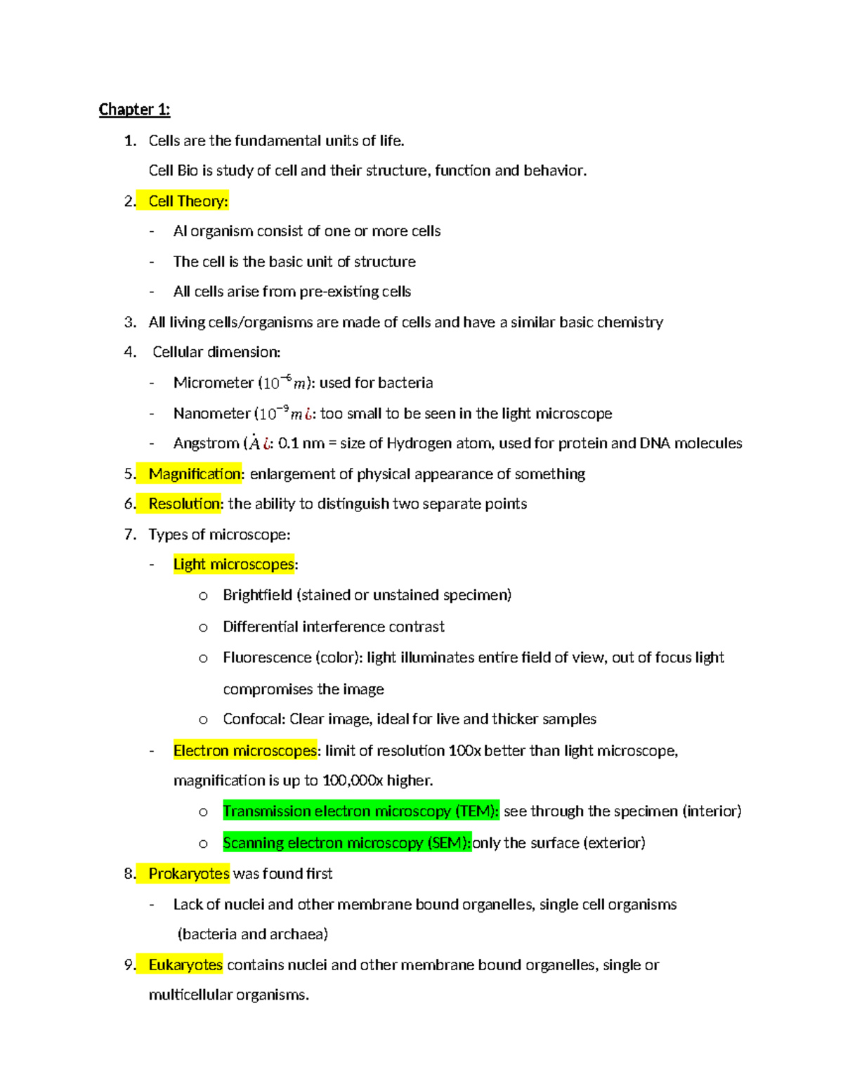 Cell Bio studyguide EXAM 3 - Chapter 1: Cells are the fundamental units ...