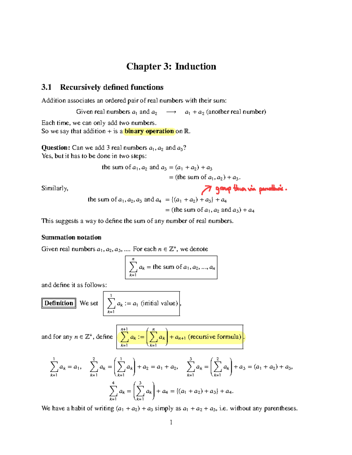Chapter 3 Notes: Induction and Recursively Defined Functions - Studocu