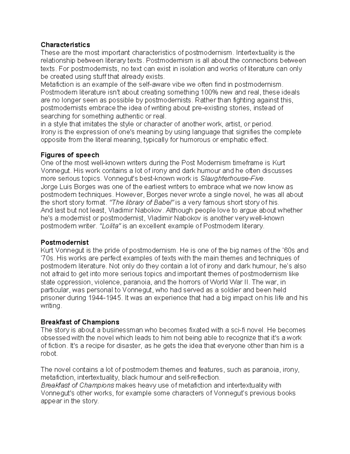 Postmodernism Presentation: Key Features and Influential Writers ...