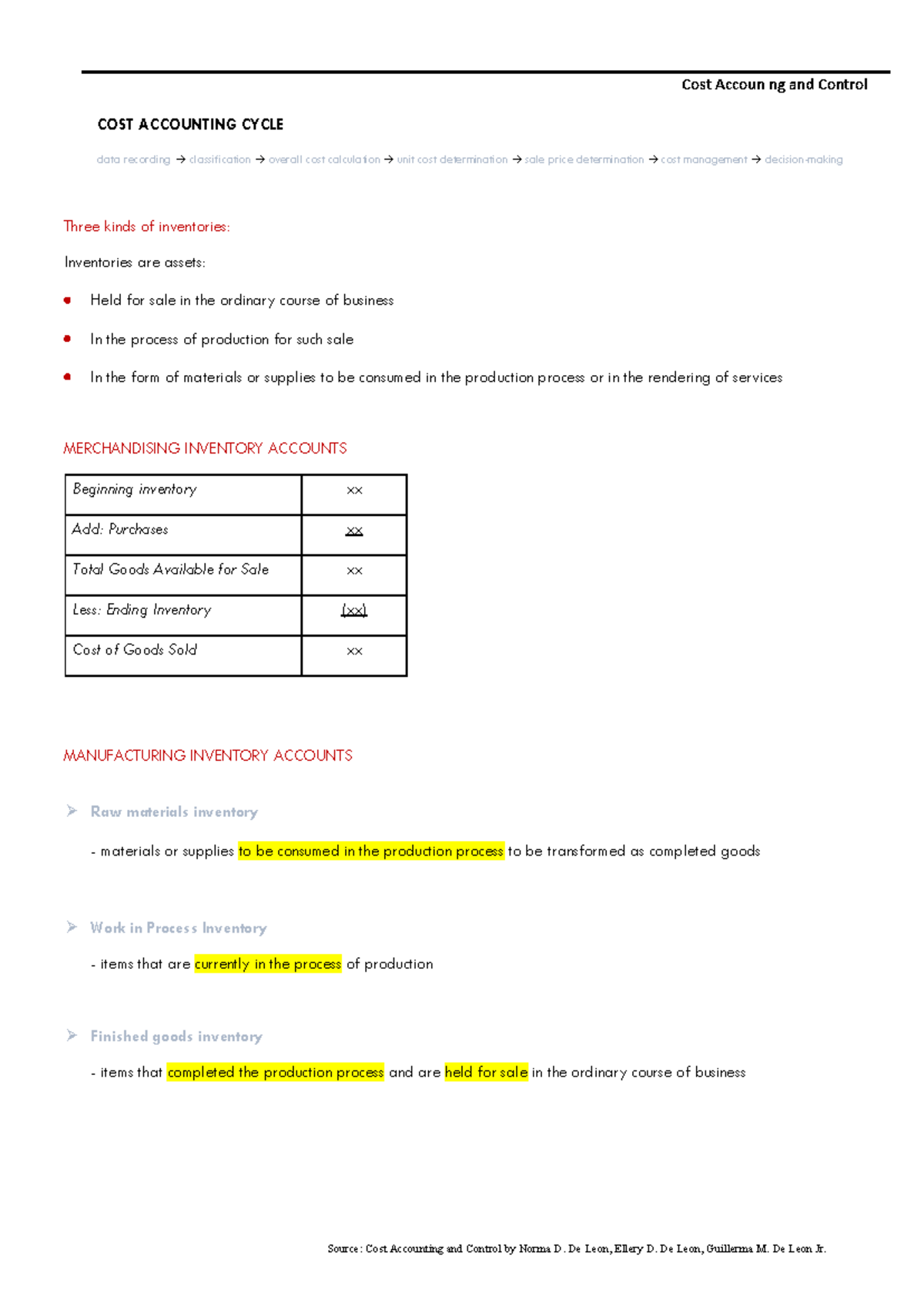 Cost Accounting and Control: Inventory Management and COGS Analysis ...