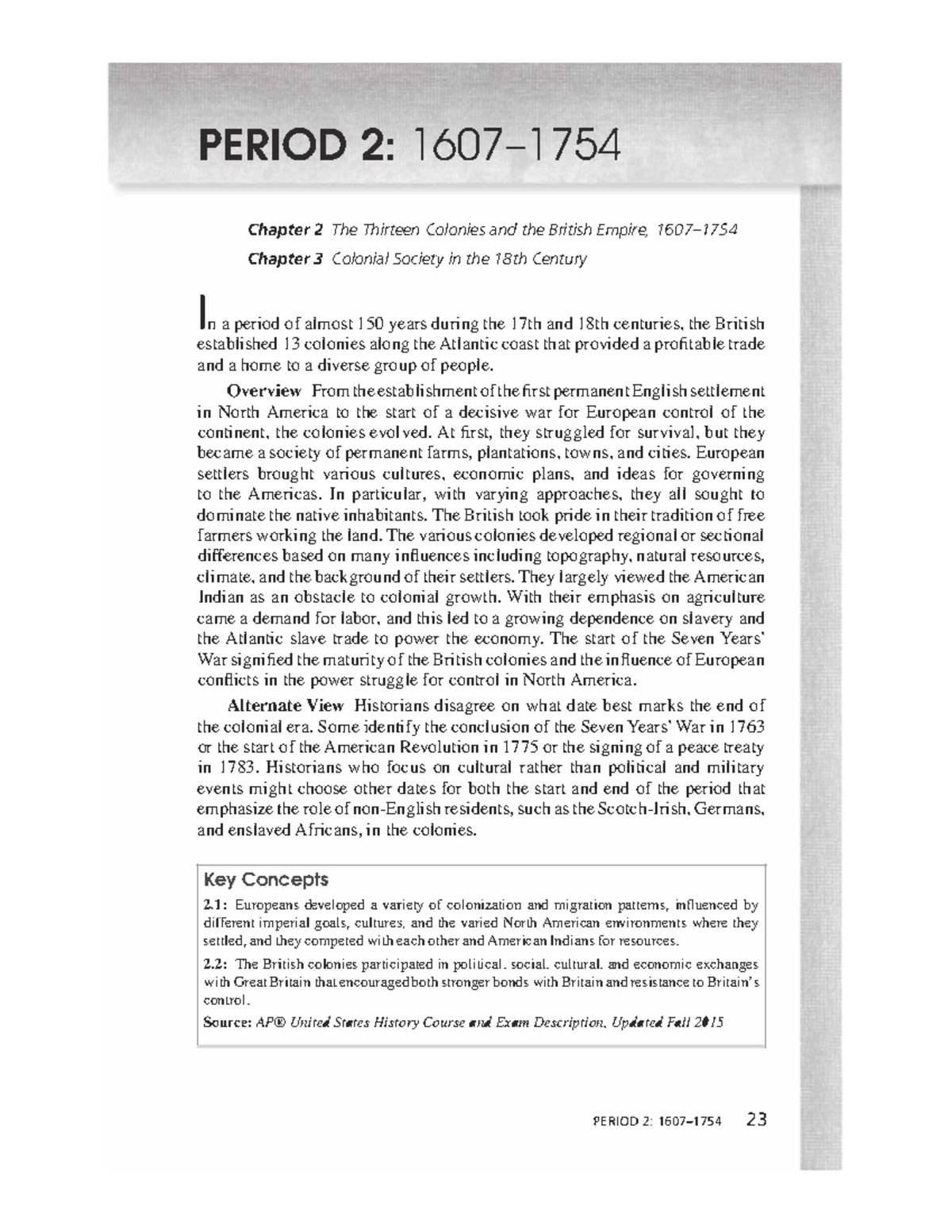 PERIOD 2: Chapter 2 & 3 - The Thirteen Colonies & British Empire (1607 ...