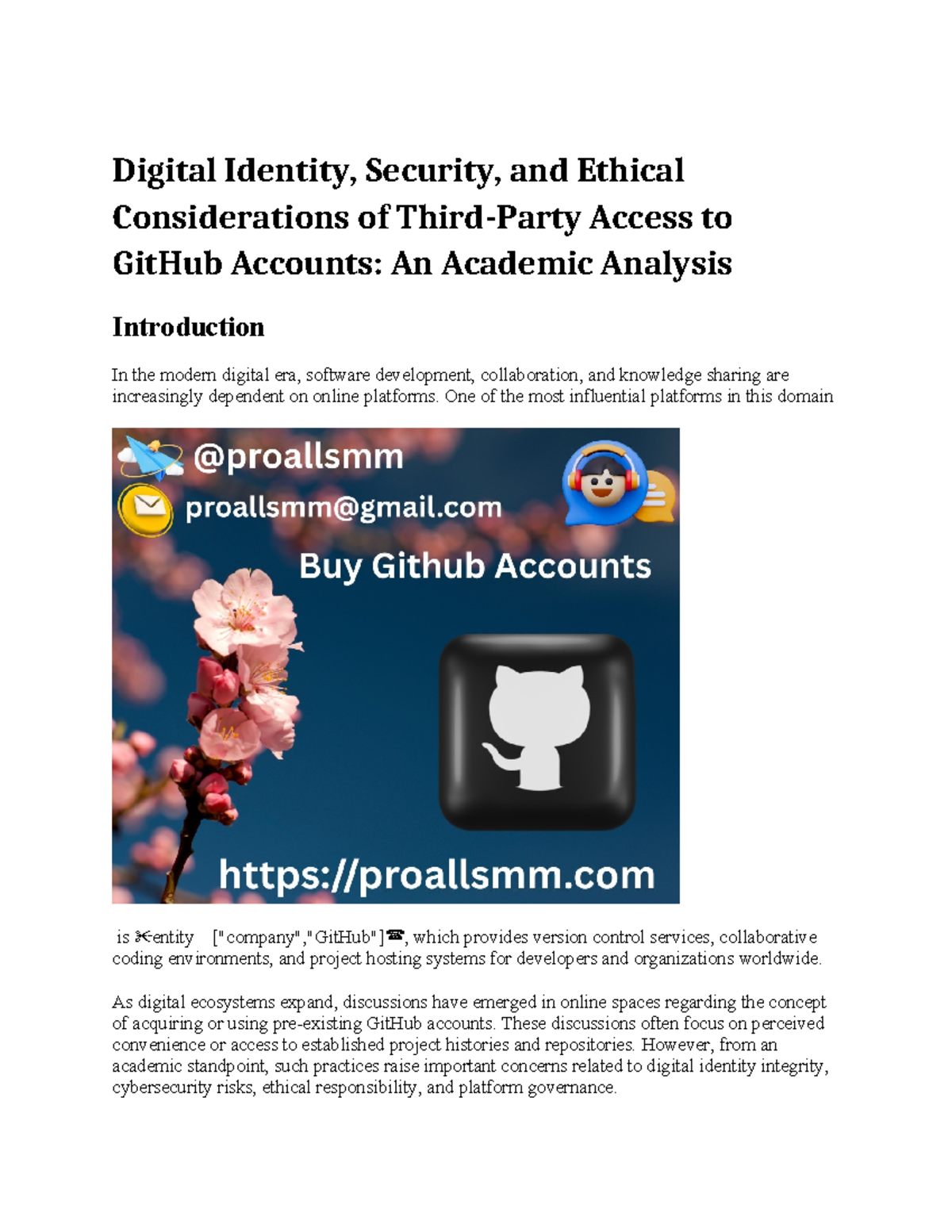 Digital Identity and Ethical Concerns in GitHub Accounts: An Analysis ...