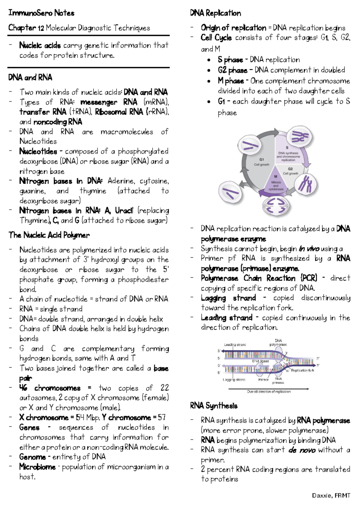 Chapter 12 IS Notes: DNA Replication & Molecular Diagnostics - Studocu
