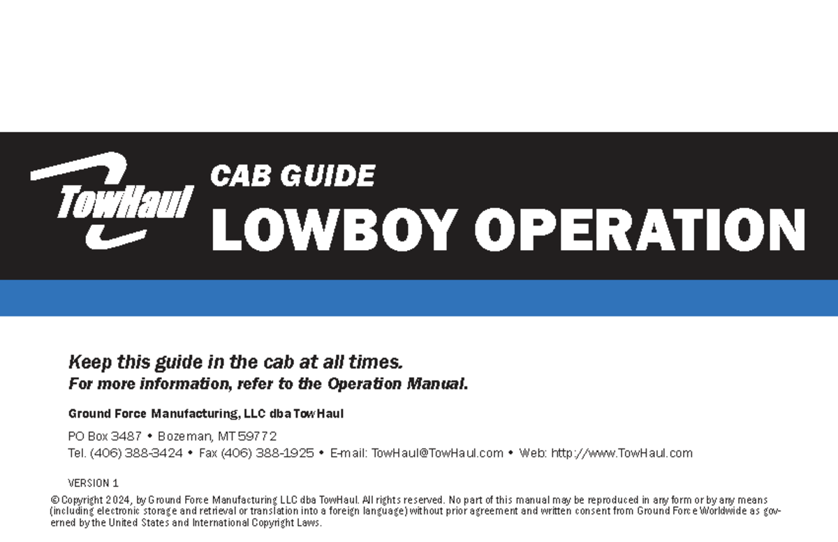 TH-CAB-Guide: Lowboy Operation Manual & Safety Checklist - Studocu